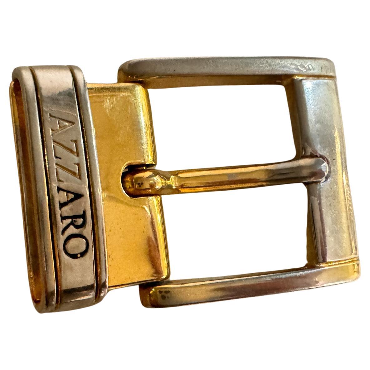 Gilt Belt Buckles from Christian Dior and Loris Azzaro Gold Color Set of Three 1970 For Sale