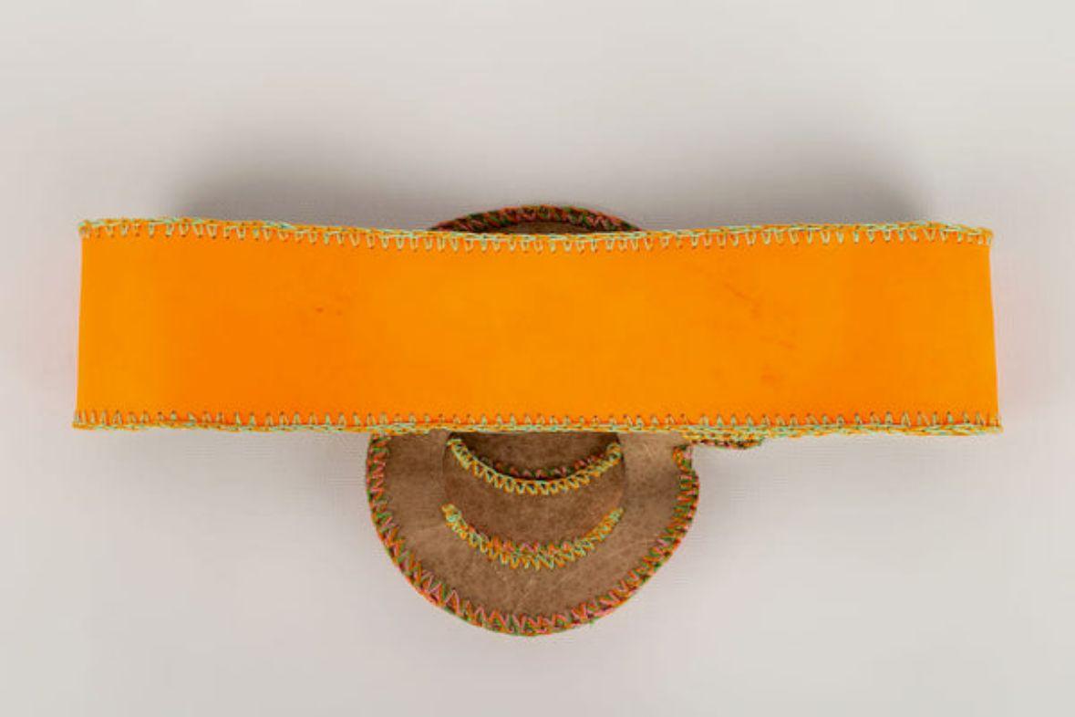 Belt Paco Rabanne Fluorescent Leather Belt, 1968 In Good Condition For Sale In SAINT-OUEN-SUR-SEINE, FR