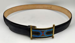 Belt real black python buckle Sterling Silver Art Deco Style Salimbeni