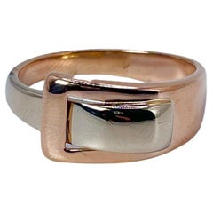 Belt ring solid gold ring 18KT white and rose gold ring belt design ring