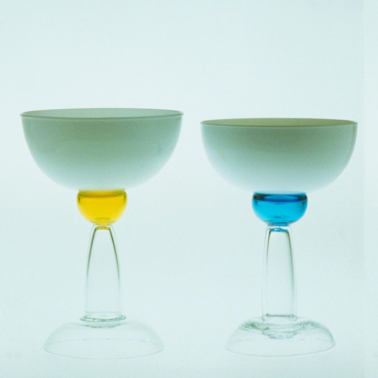 Beltegeuse in yellow blown glass by Marco Zanini for Memphis Milano collection

Additional information:
Glass in blown glass.
Collection: Memphis Milano
Designer: Marco Zanini
Year: 1983
Dimensions: Ø 14, H 20 cm
Available in other color