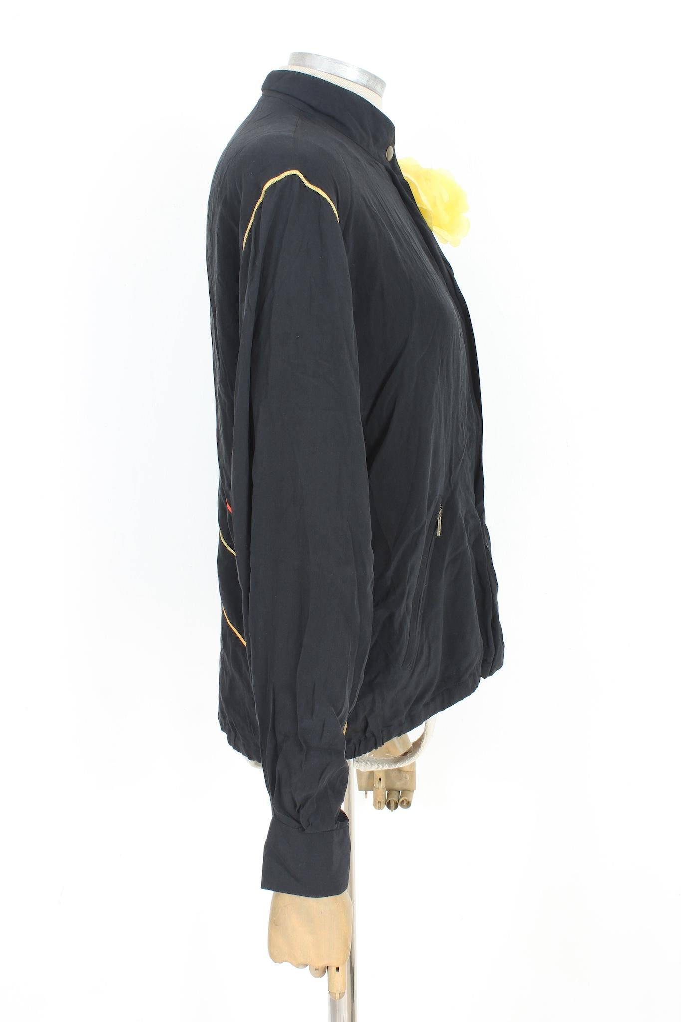 Beltrami Black Silk Jacket Vintage 1980 Excellent état - En vente à Brindisi, Bt