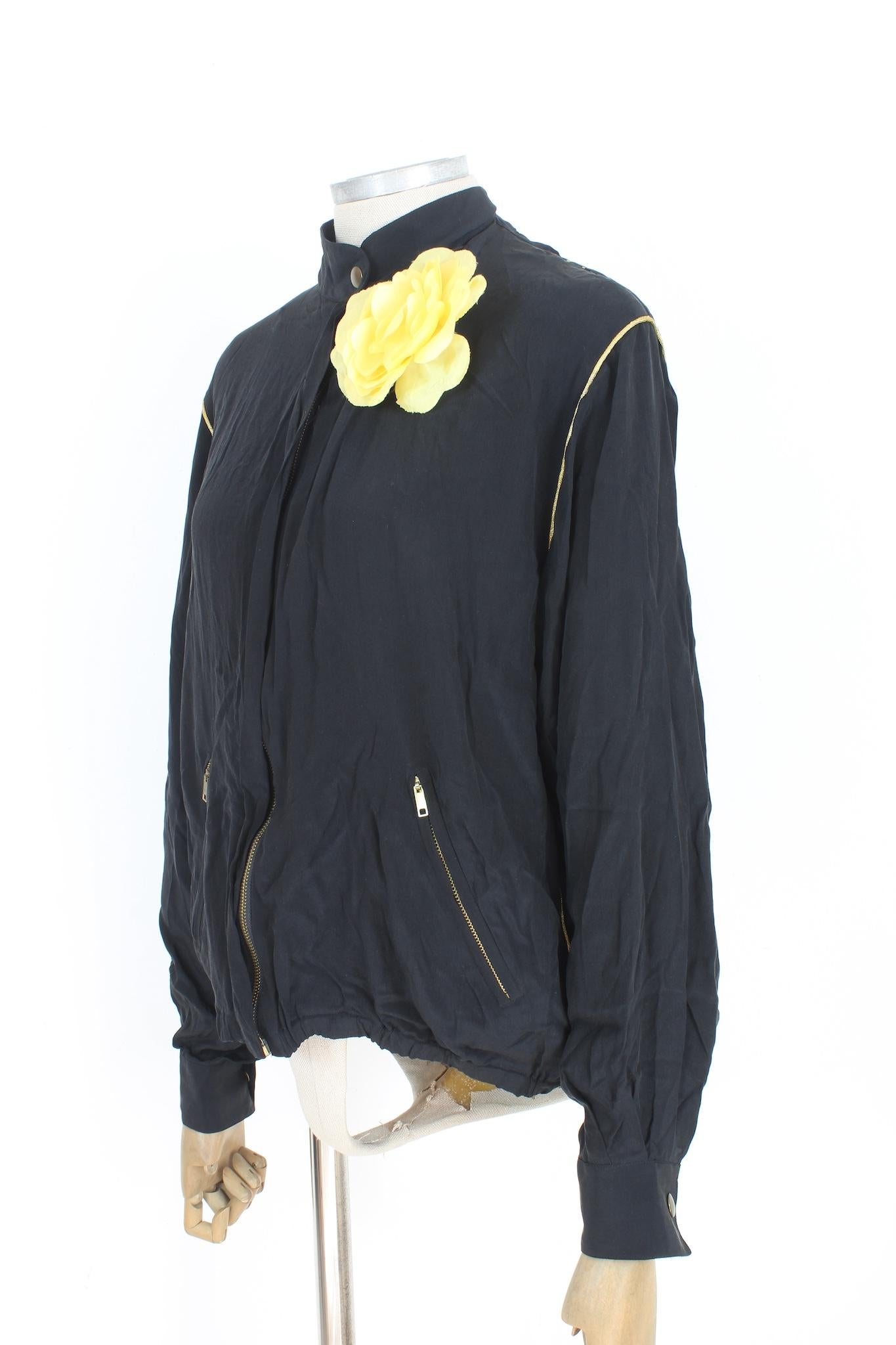 Beltrami Black Silk Jacket Vintage 1980 Pour femmes en vente