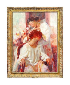 Beltran Bofill Large Original Oil Painting on Canvas Female Portrait Signed Art