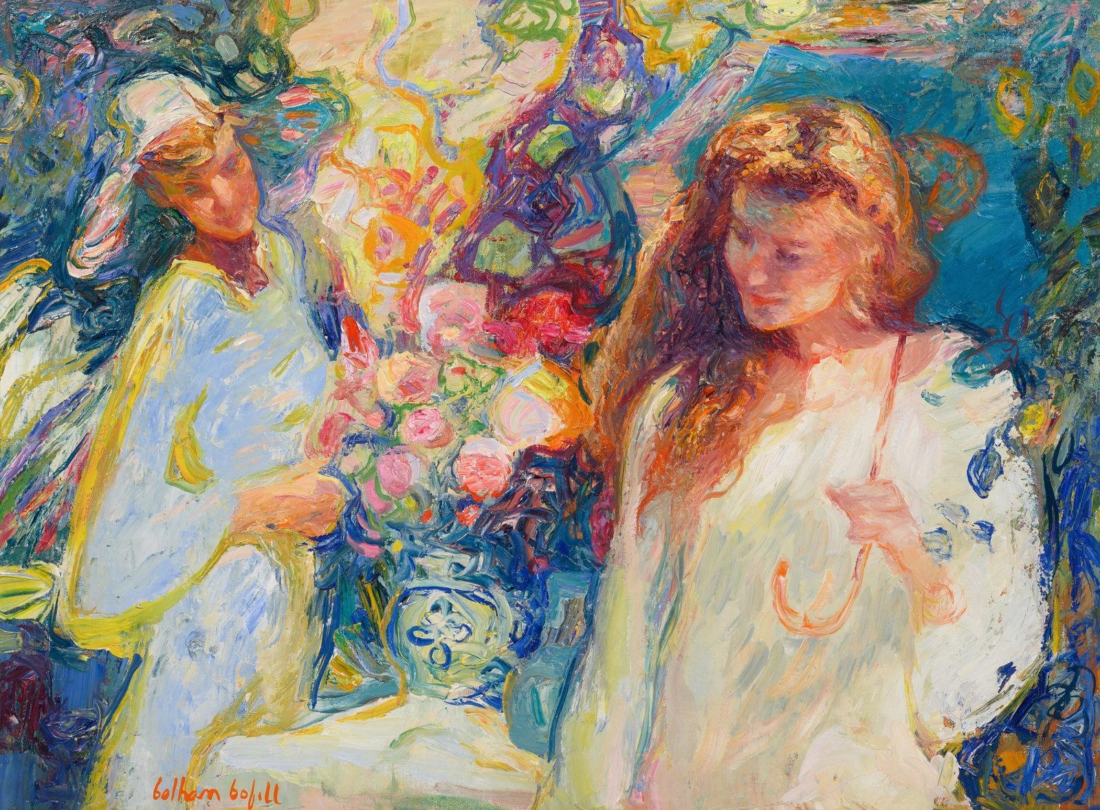 Joan Beltran Bofill - Two Women with a Vase of Flowers For Sale 1