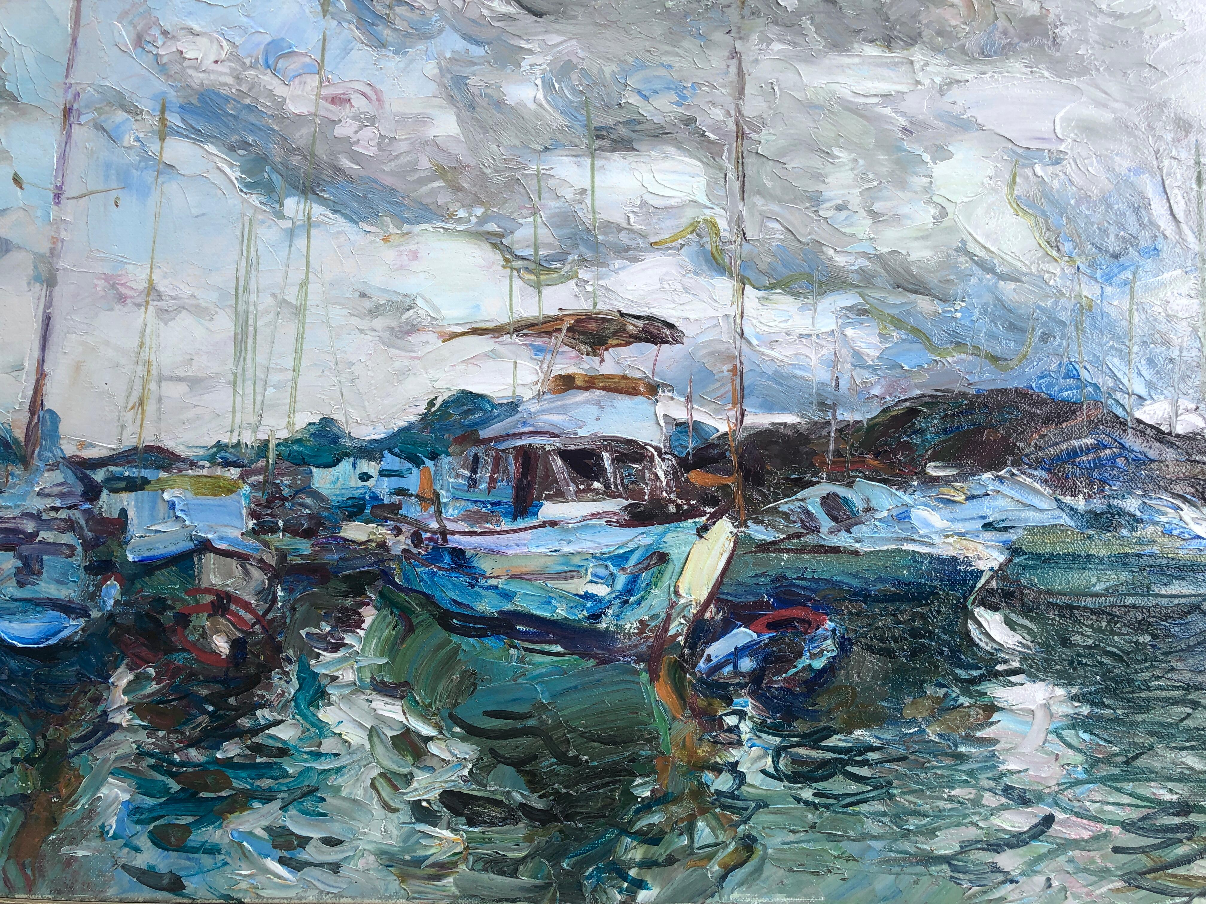 Port de Pollensa Majorque Espagne paysage marin huile sur toile peinture 2