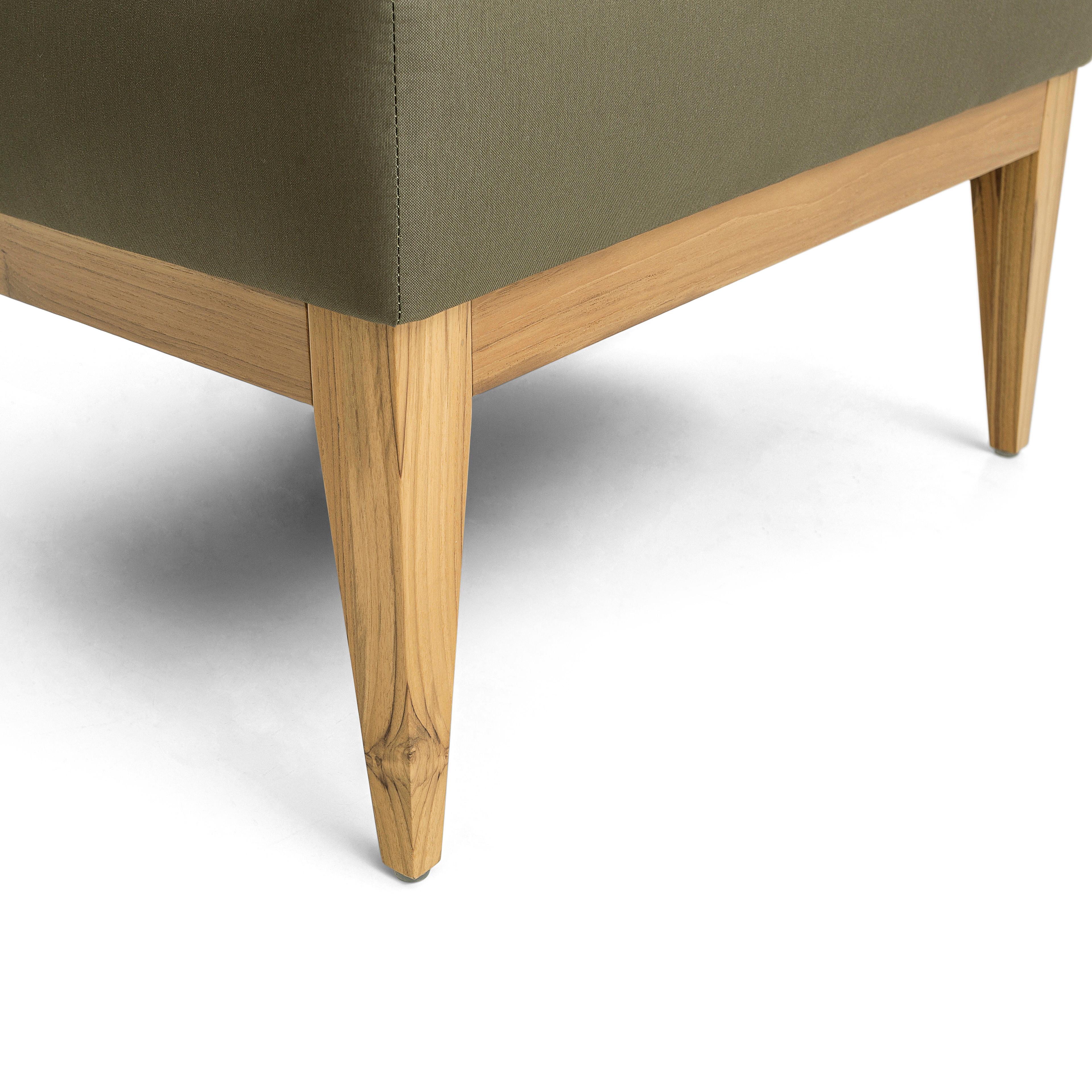 Brésilien Fauteuil d'extérieur en teck vert olive, collection Beluga en vente