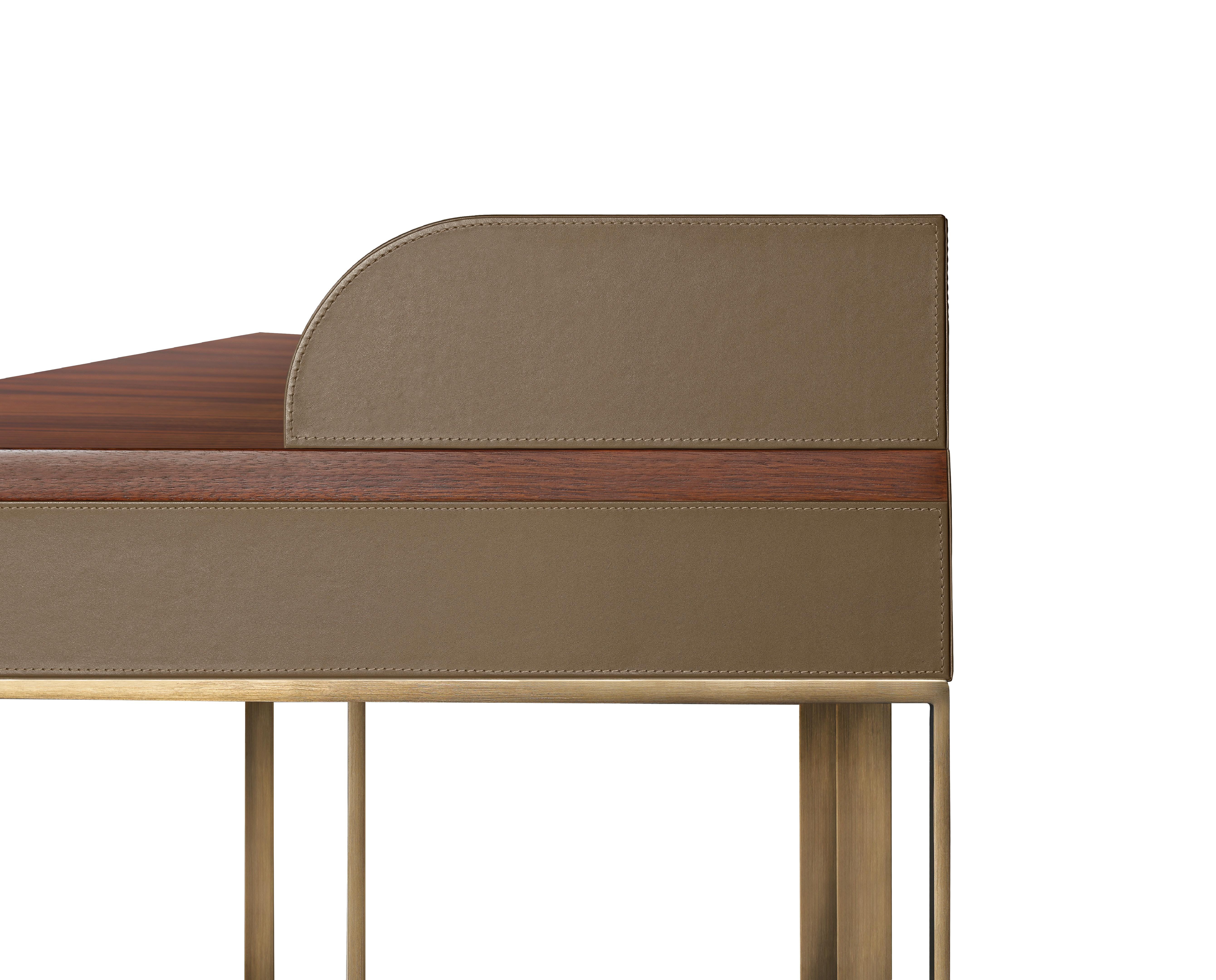 Contemporary Beluga Leather Writing Desk by Madheke For Sale