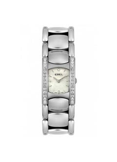 Beluga Manchette Diamond Bezel Steel Bracelet with White Mother of Pearl Dial