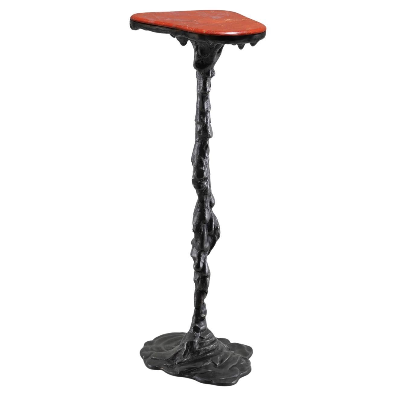 Belum Side Table Tall in Brass & Semi Precious Stone, Viya by Vikram Goyal