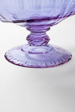 Belvedere Crystal Bowl with 24-Karat Gold Flowers Decor Purple 'Alex'