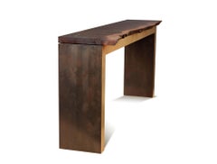 "Belvedere" Live Edge Console in Brass and Smoked Walnut by Studio Roeper
