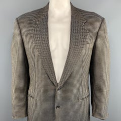 BELVEST 40 Brown & Navy Houndstooth Wool Notch Lapel Sport Coat
