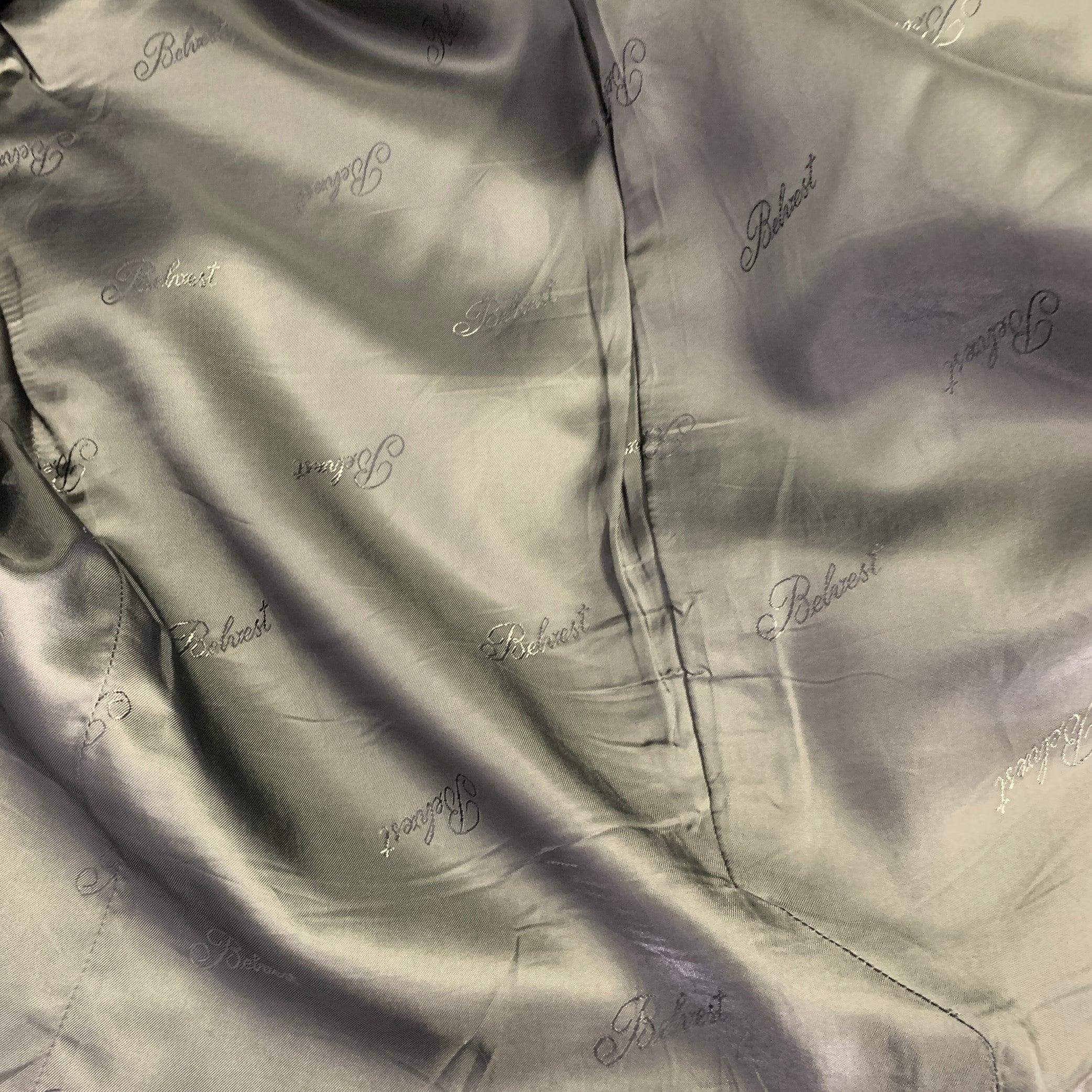 BELVEST Size 40 Grey White Pinstripe Wool Linen Single Breasted Suit For Sale 5