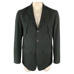 BELVEST Size 42 Black Cotton / Elastane Notch Lapel Patch Pockets Jacket