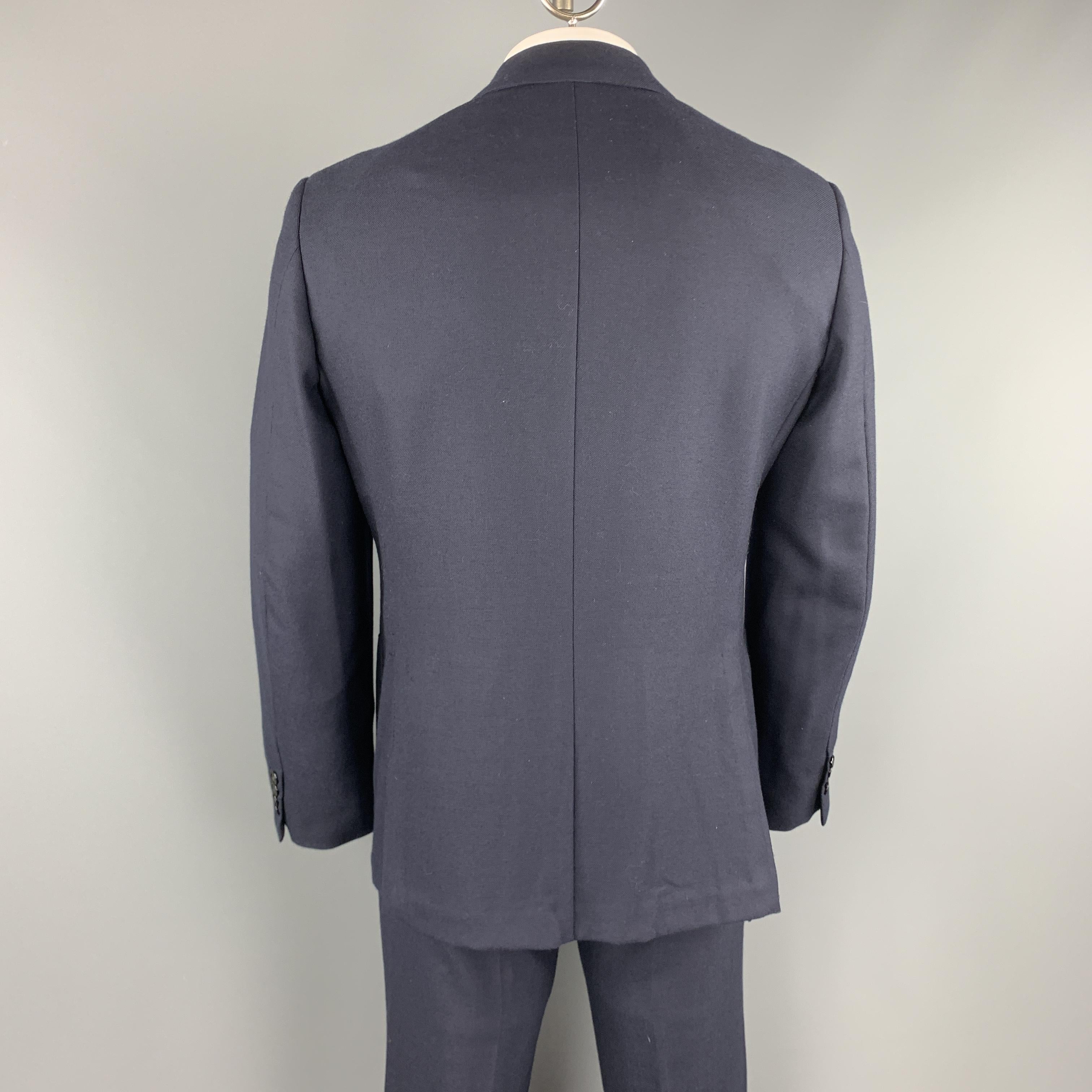Men's BELVEST Size 42 Navy Woven Wool Notch Lapel Suit