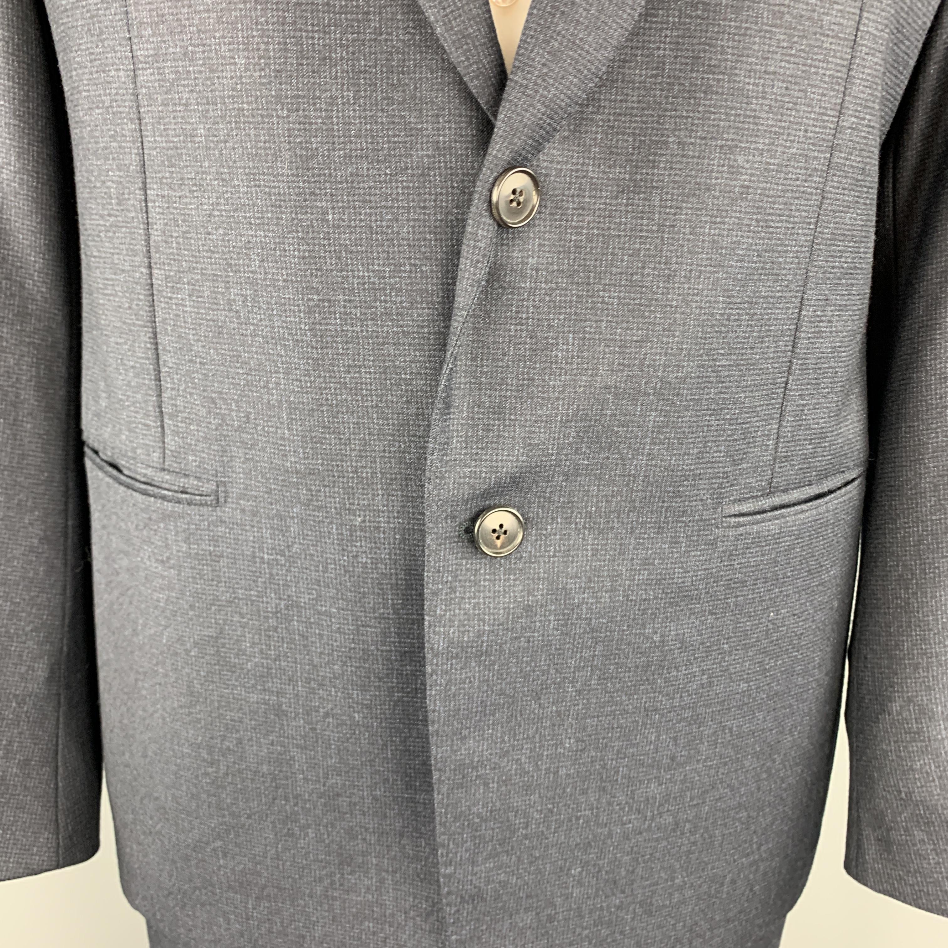 BELVEST Size 44 Navy Plaid Wool Notch Lape Suit In Excellent Condition In San Francisco, CA