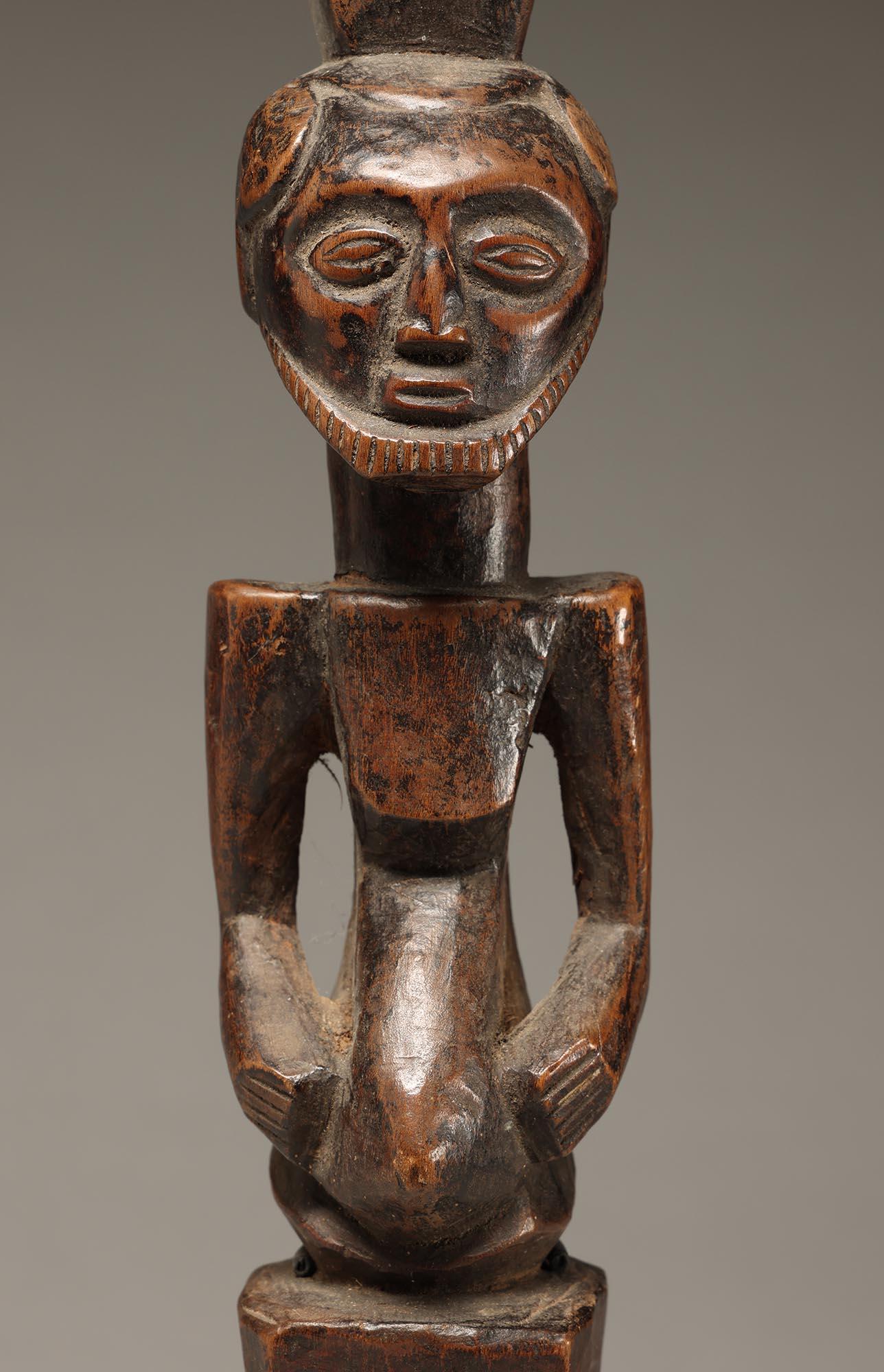 Bembe Bearded Male Figure Bust with Beard Staff Top DRC Africa For Sale 2
