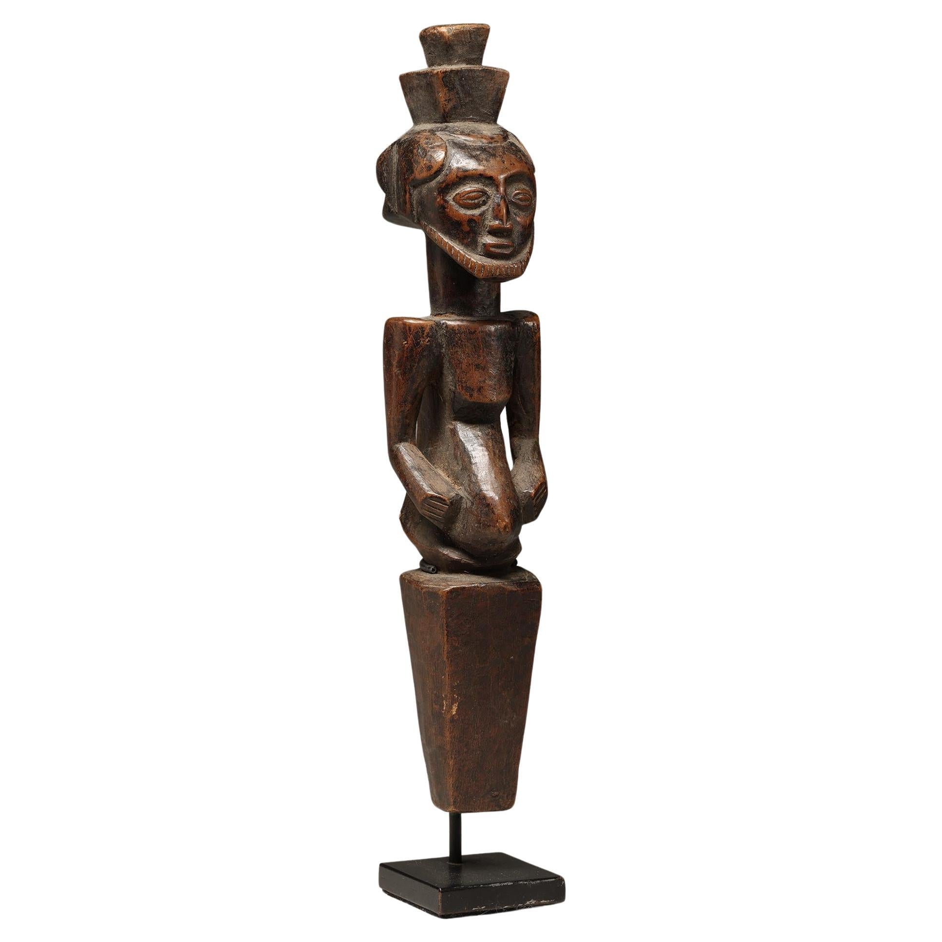 Bembe Bearded Male Figure Bust with Beard Staff Top DRC Africa