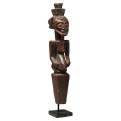 Vintage Bembe Bearded Male Figure Bust with Beard Staff Top DRC Africa