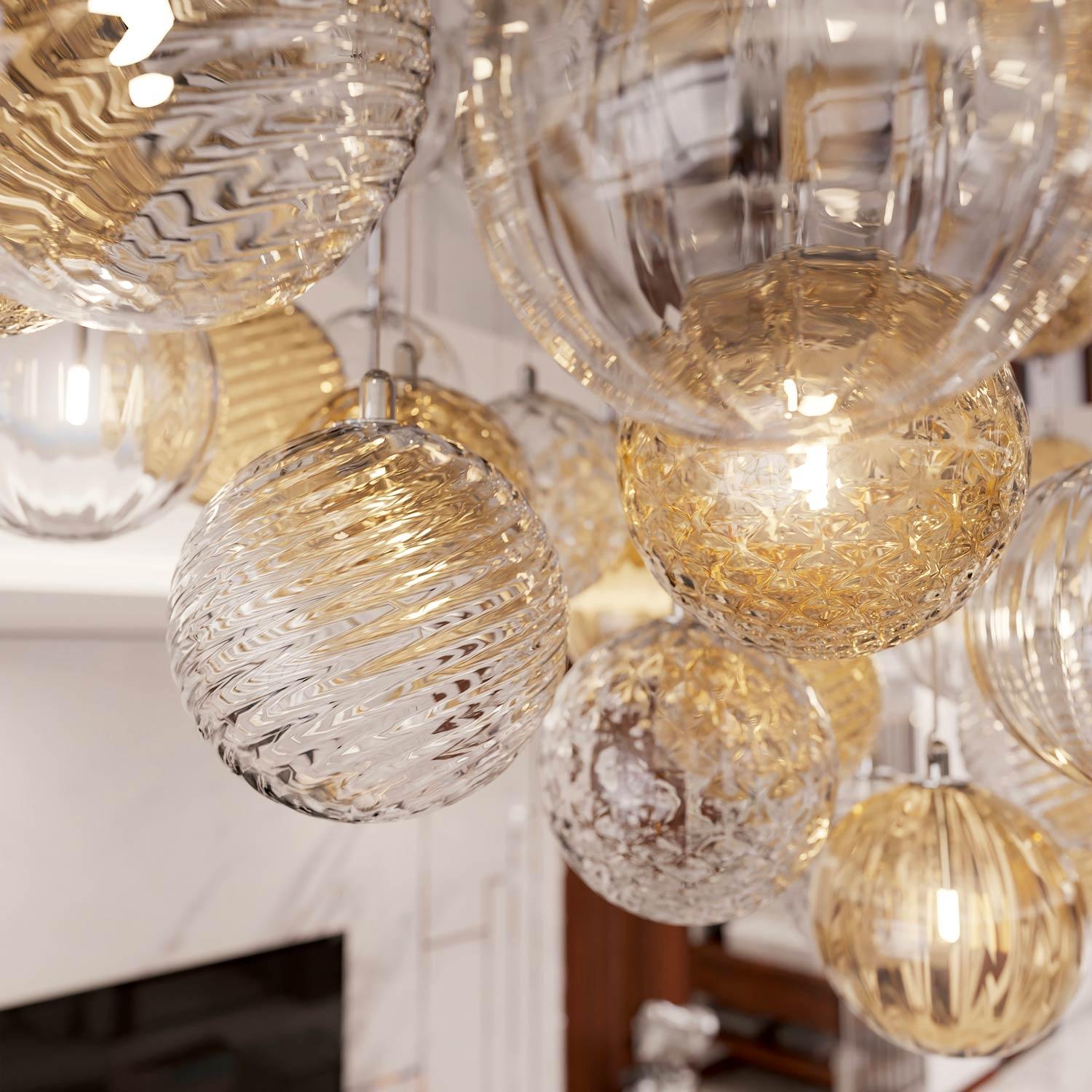 Bembo Plafoniera Moderna Ovale con Sfere in Vetro di Murano Design di Lusso en venta 2