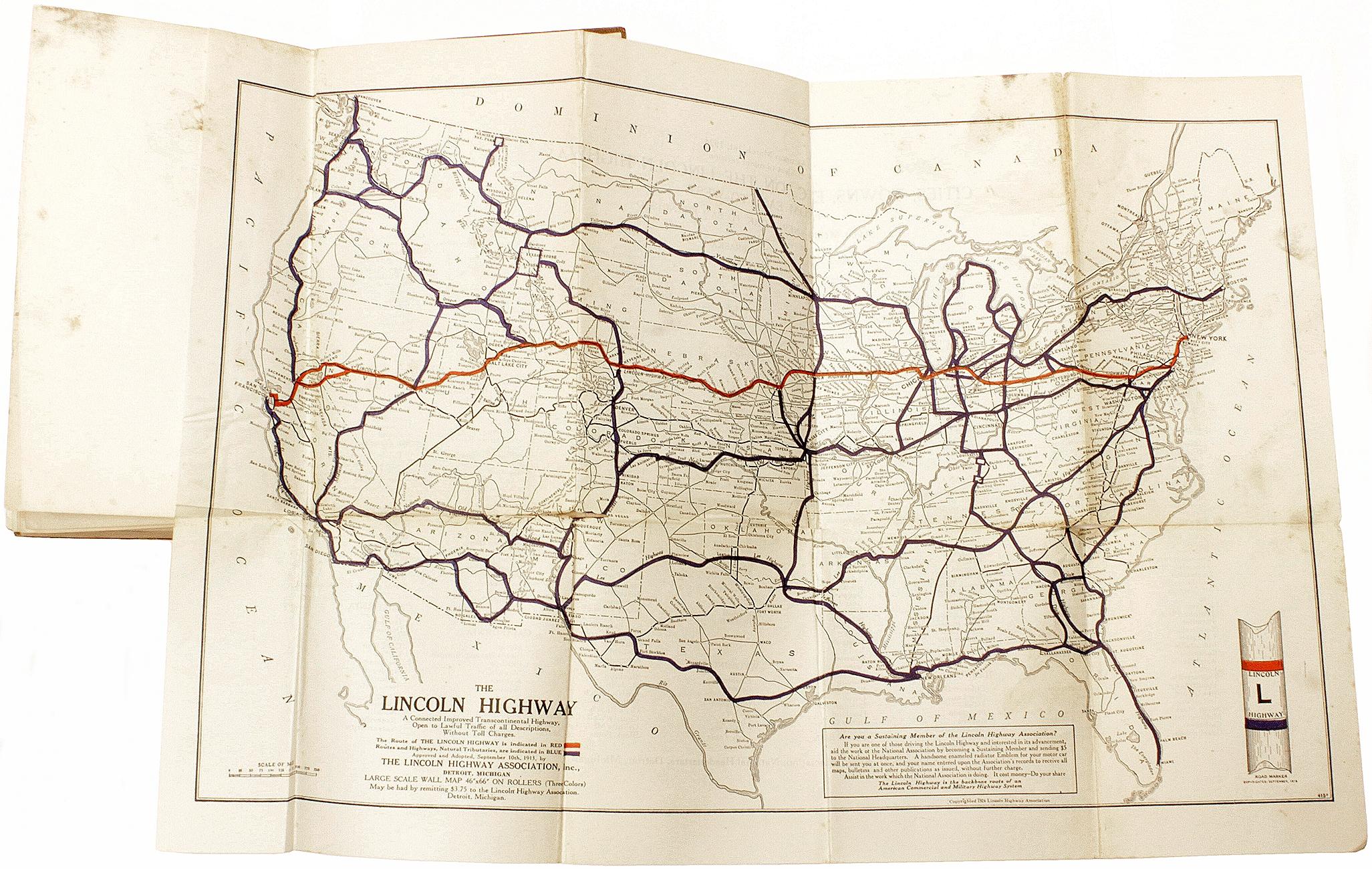 BEMENT. Guida stradale completa e ufficiale della Lincoln Highway 5ª EDIZIONE - 1924 in vendita 2