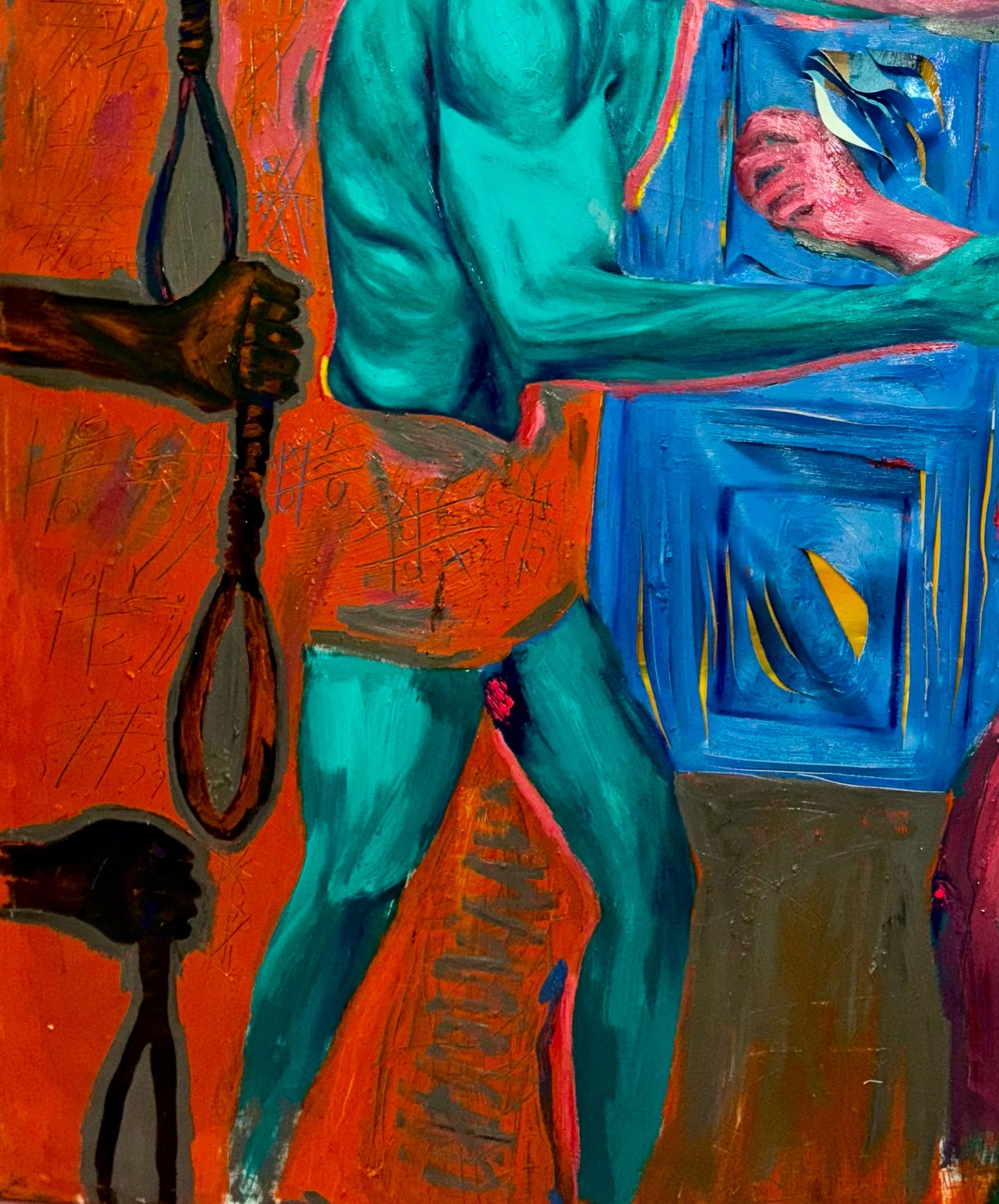 Juegos - Siglo XXI, Contemporáneo, Pintura figurativa, Gente, Vida cotidiana - Figurative Painting Negro de BEMI