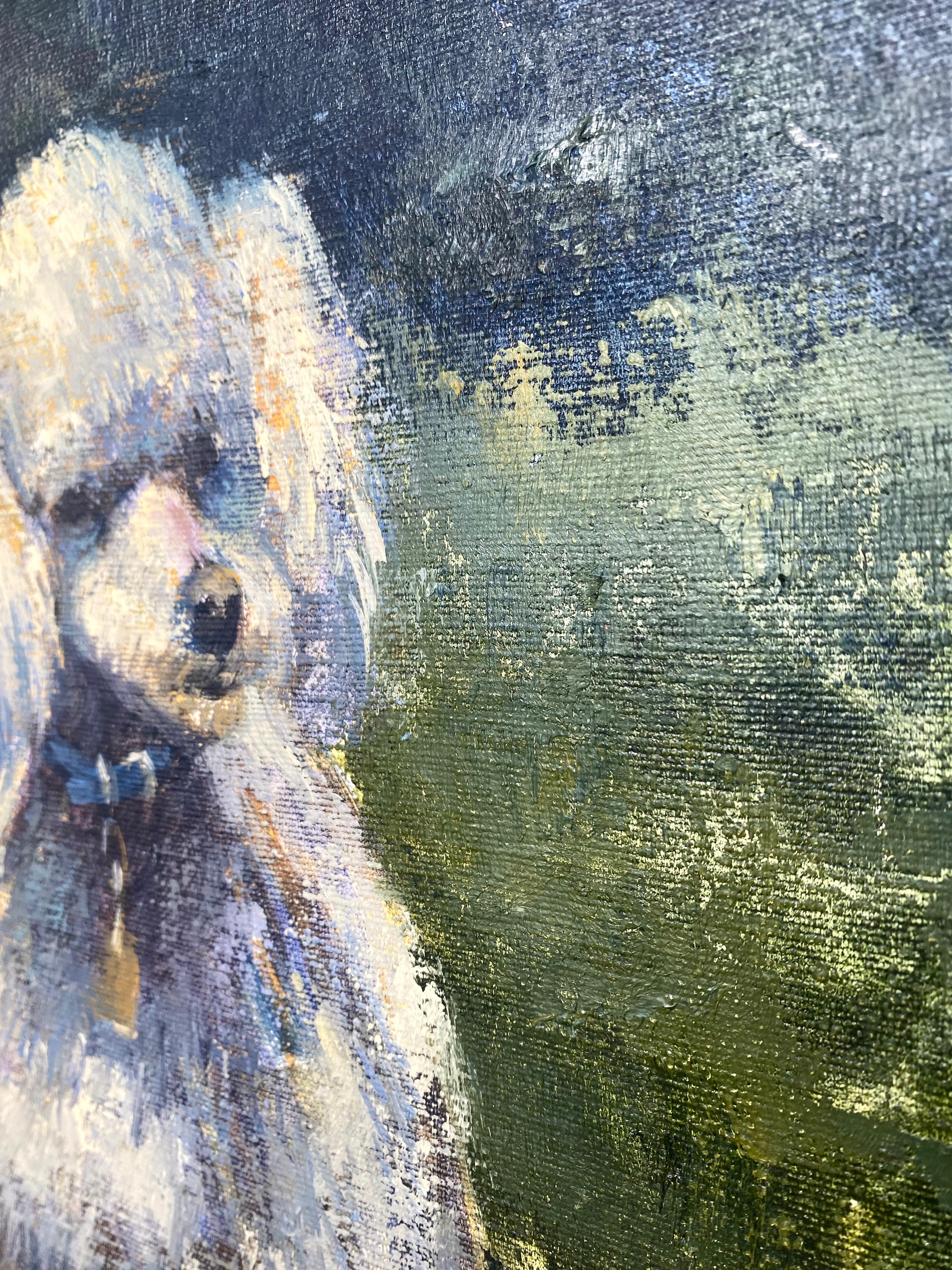 Mid-20th Century Ben Abril, Impressionist Portrait Painting of Nixon's Poodle Vicky, 1960s For Sale