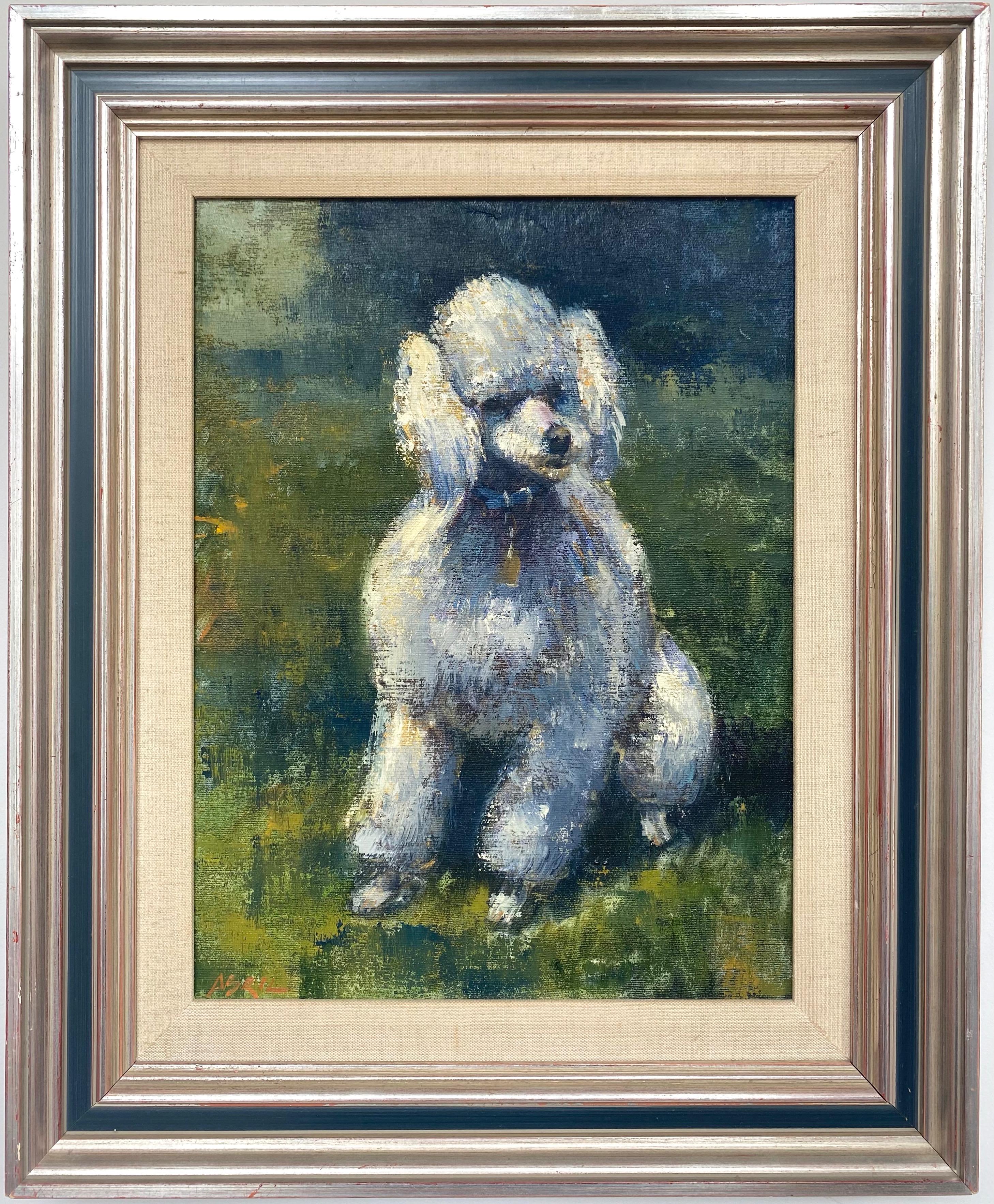 A very fetching untitled 1960s oil on canvas Impressionist portrait painting of what we believe might be former President Richard Nixon’s French poodle, Vicky, by important mid-century Los Angeles artist Ben Abril.

Softly done depiction of the