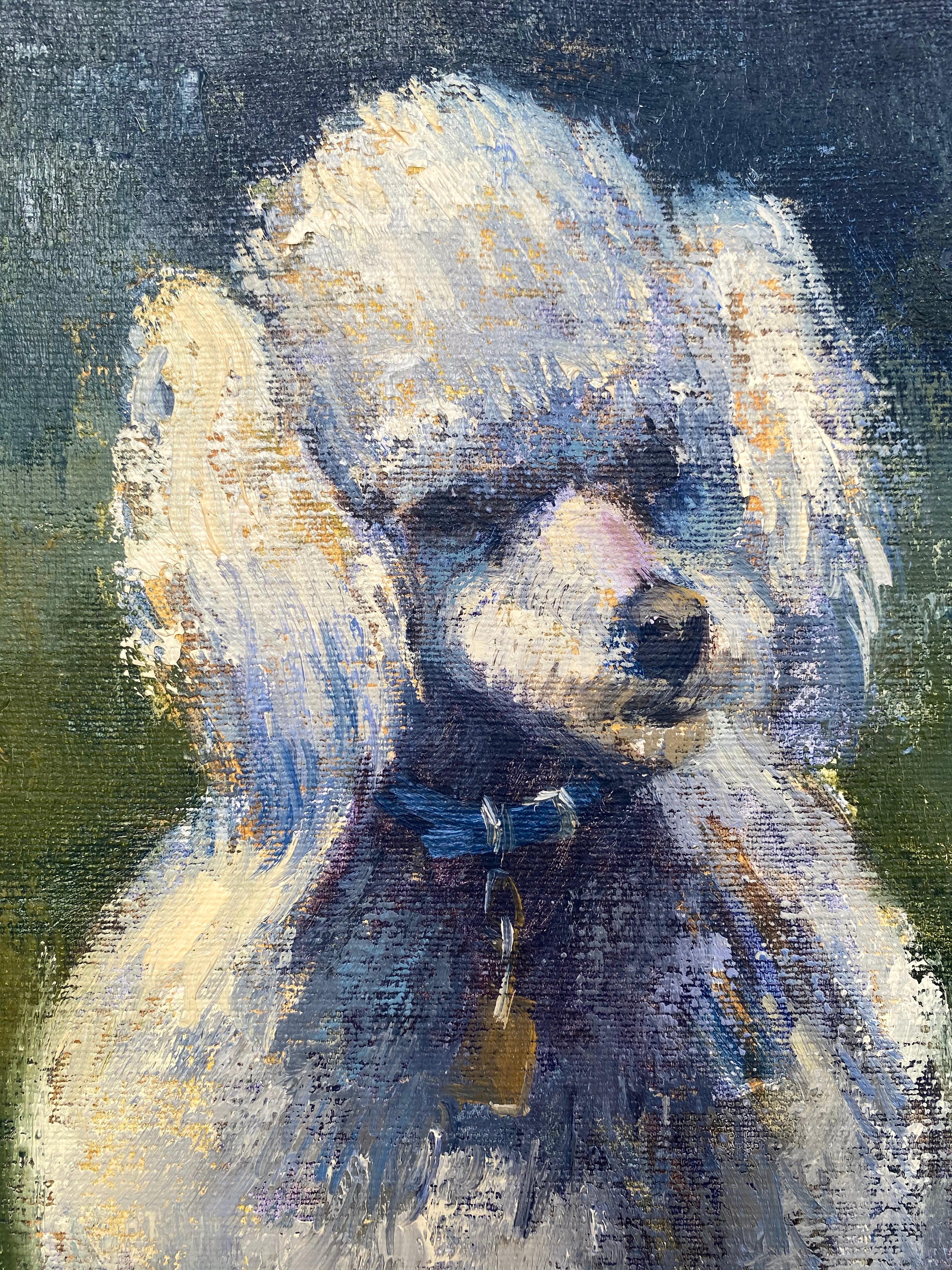 American Ben Abril, Impressionist Portrait Painting of Nixon's Poodle Vicky, 1960s For Sale