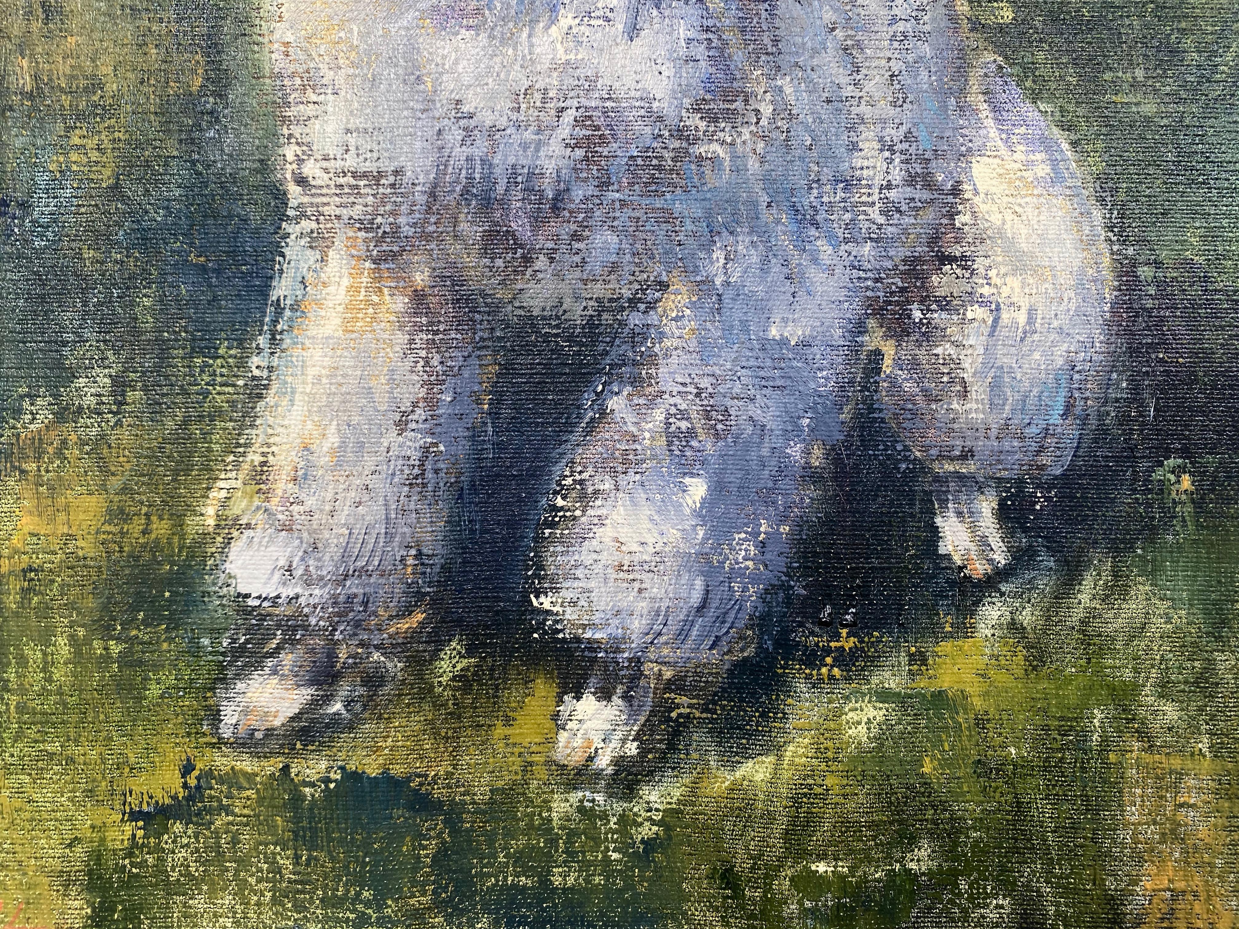 Painted Ben Abril, Impressionist Portrait Painting of Nixon's Poodle Vicky, 1960s For Sale