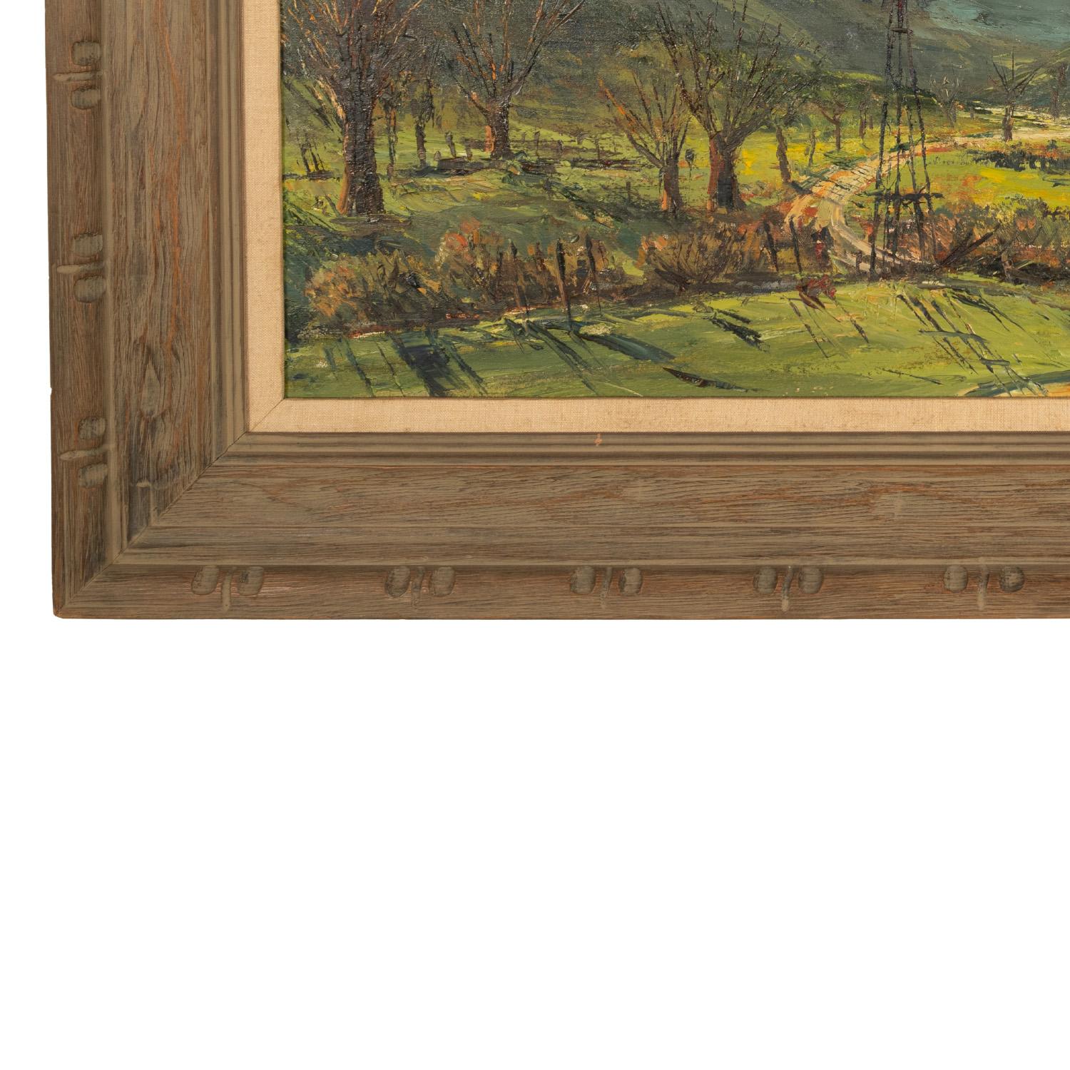 Oil on Canvas Painting Southern California Los Angeles Country Scene Windmill For Sale 8
