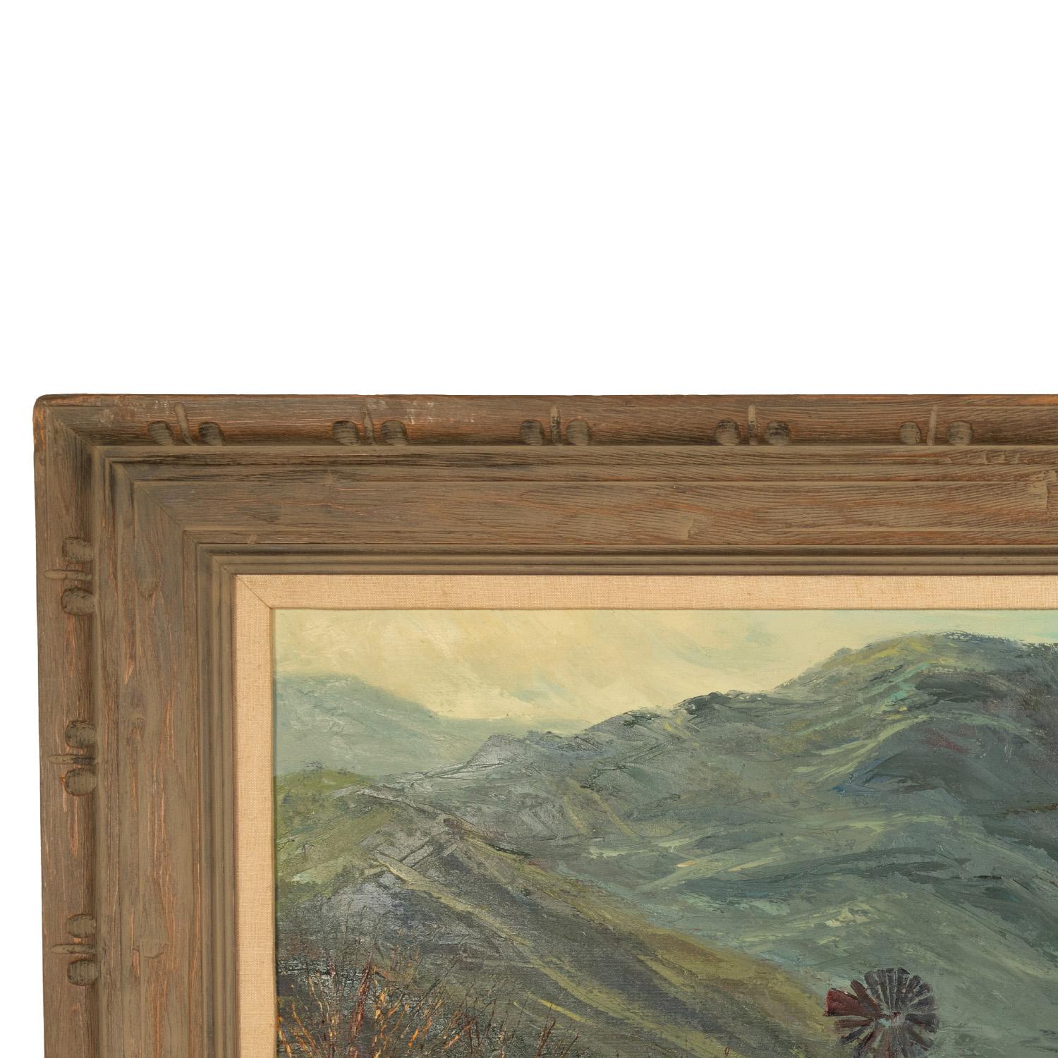 Oil on Canvas Painting Southern California Los Angeles Country Scene Windmill For Sale 6