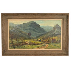 Oil on Canvas Painting Southern California Los Angeles Country Scene Windmill