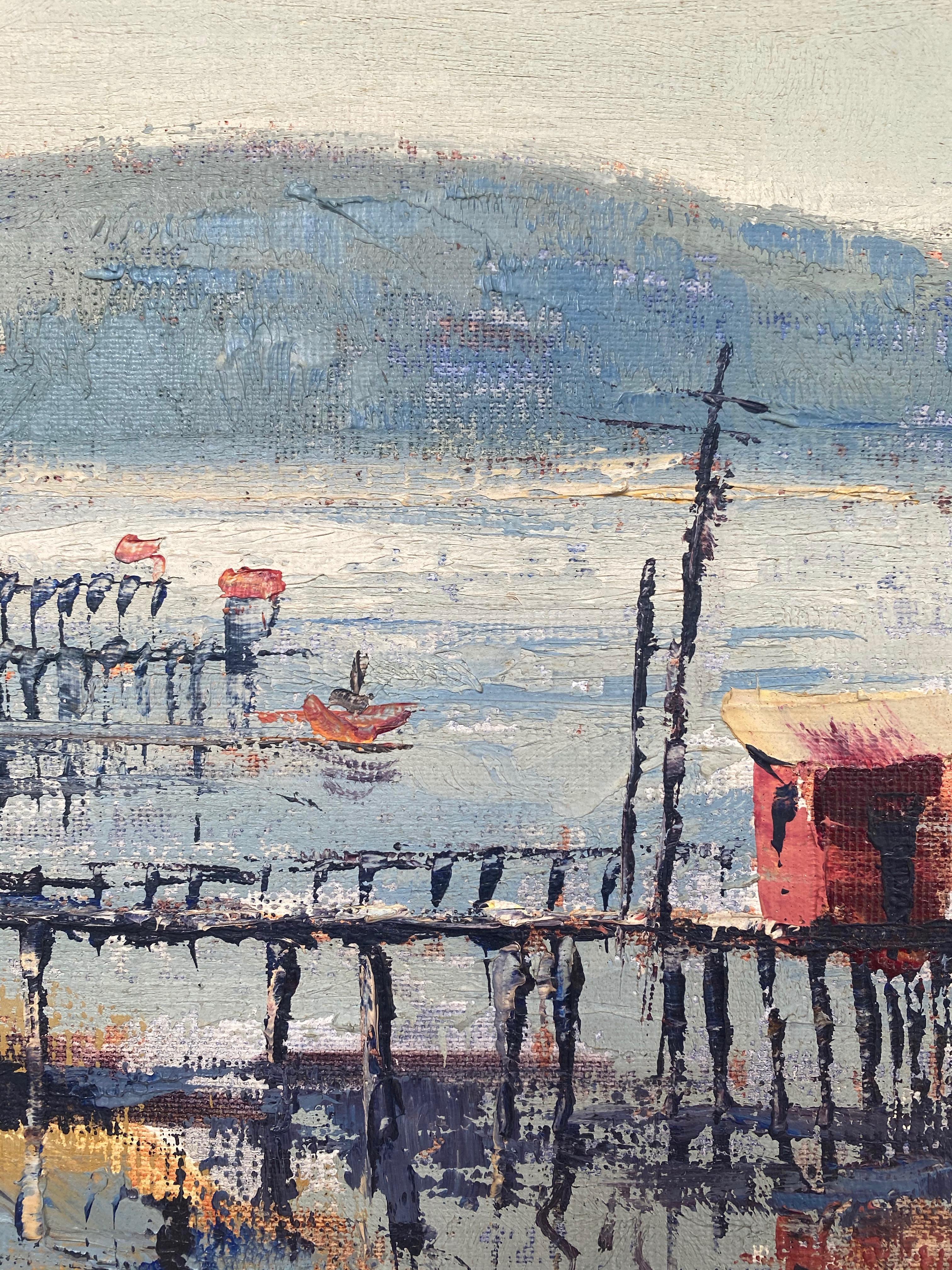 Ben Abril “Tomales Bay California”, Impressionist Landscape Painting, 1960s 6