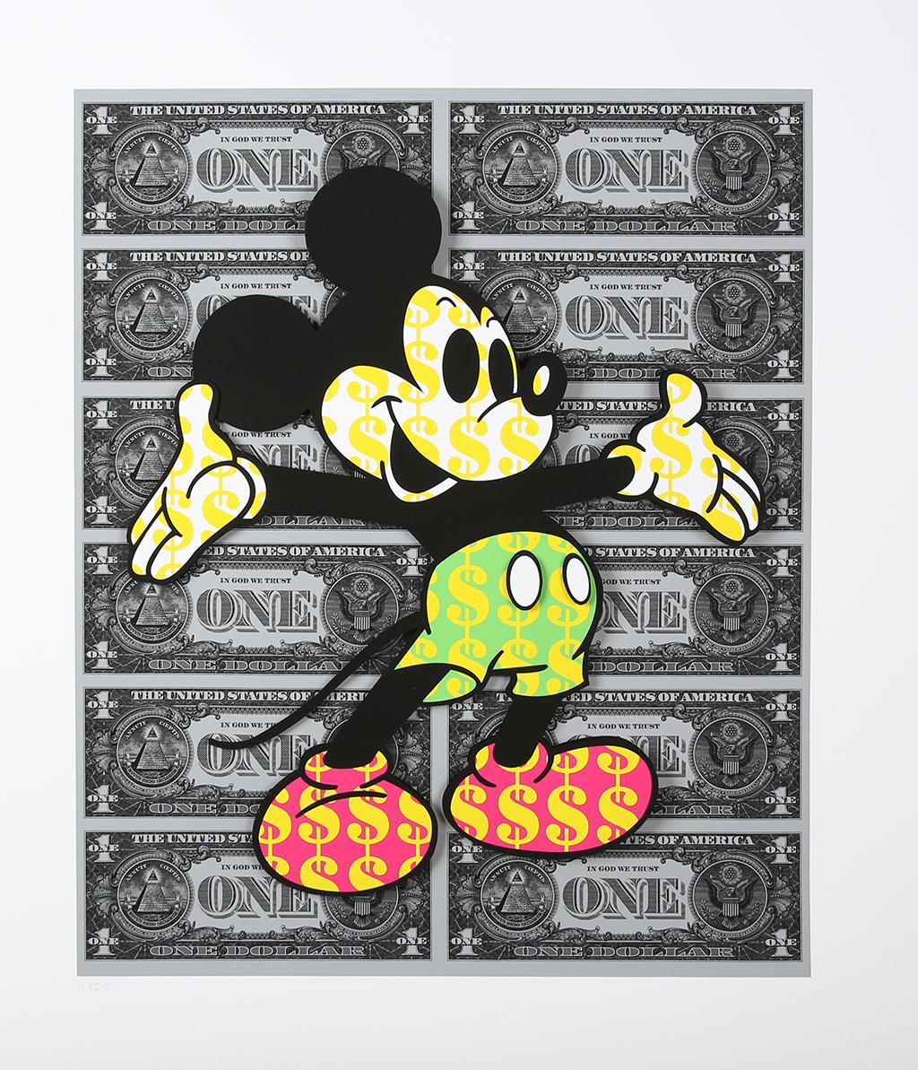 Ben Allen Figurative Print - Mickey Black (Pop Art, Street Art, Urban Art, Disney) (LARGE!!)