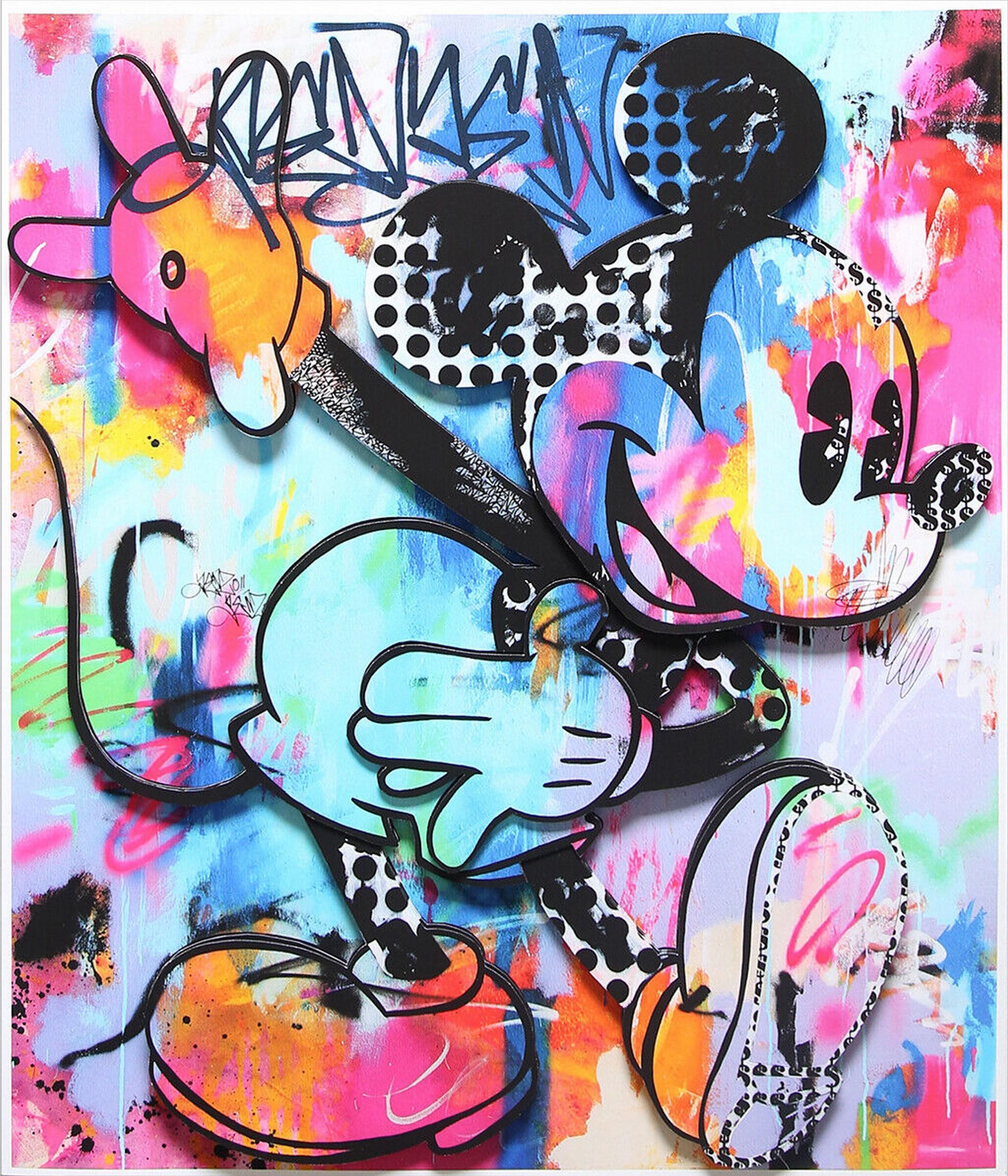 Graffiti Minnie City Canvas Painting Disney Art Street Pop Art