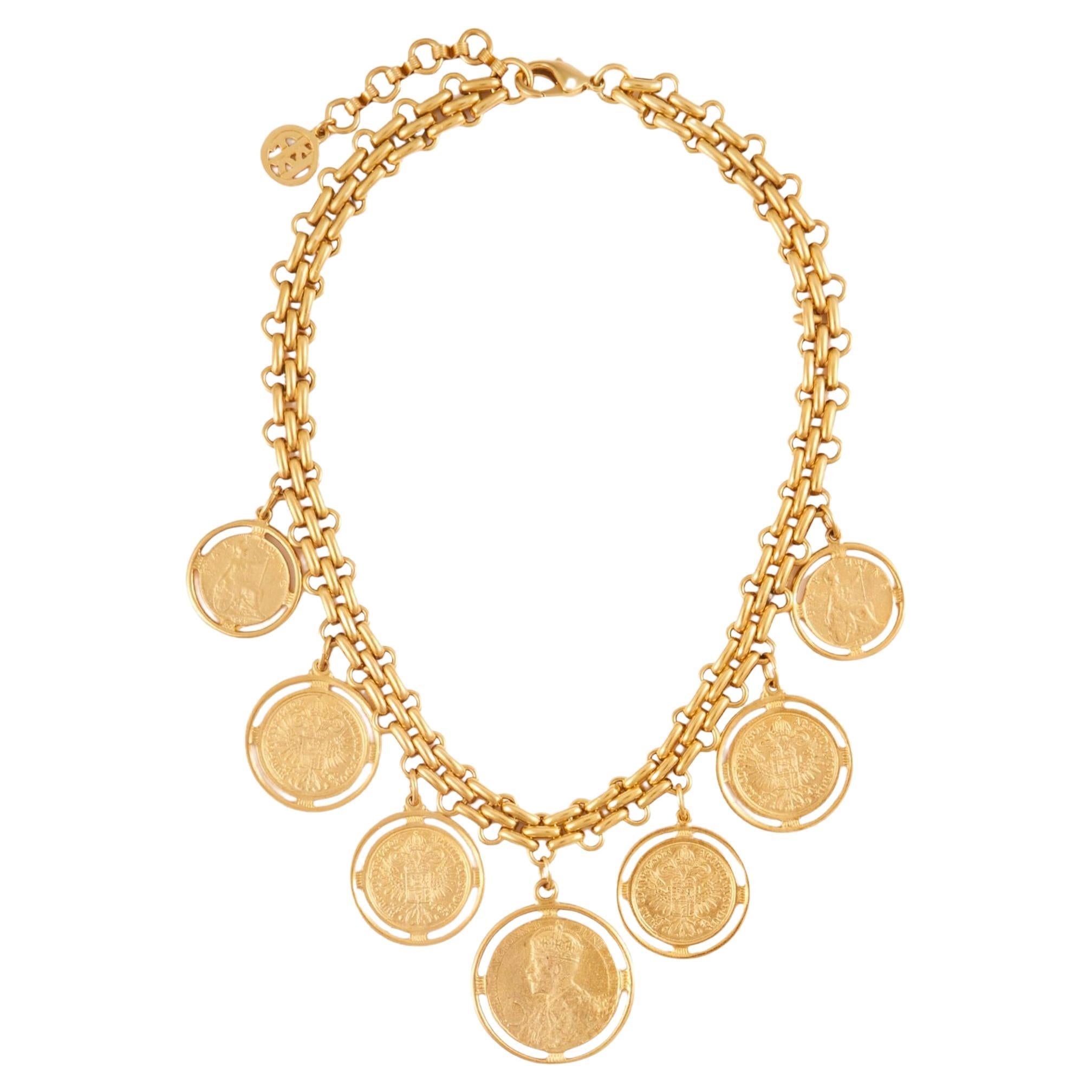 ben-amun 24K Gold-Plated Coin Chain Necklace For Sale at 1stDibs