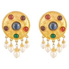 ben-amun Byzantine Glass Stone Clip On Earrings