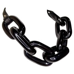 Collana in pelle e catena in resina Ben Amun Chunky Black