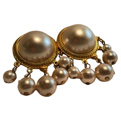  Ben-Amun Faux Mabe Pearl Clip Earrings w/ Dangles