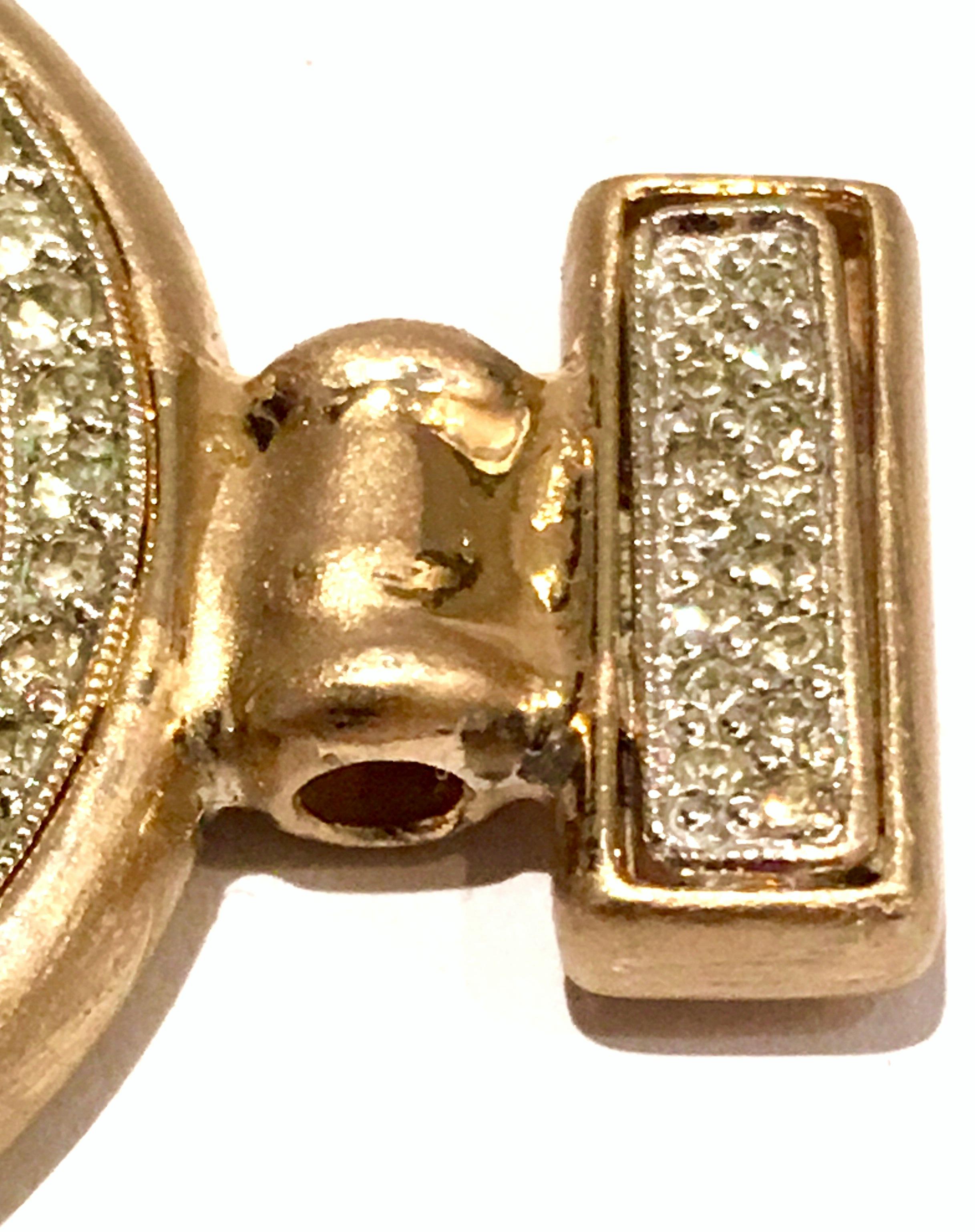 80's Gold Gilt & Swarovski Crystal Roman Coin Necklace Pendant By, Ben Amum 3