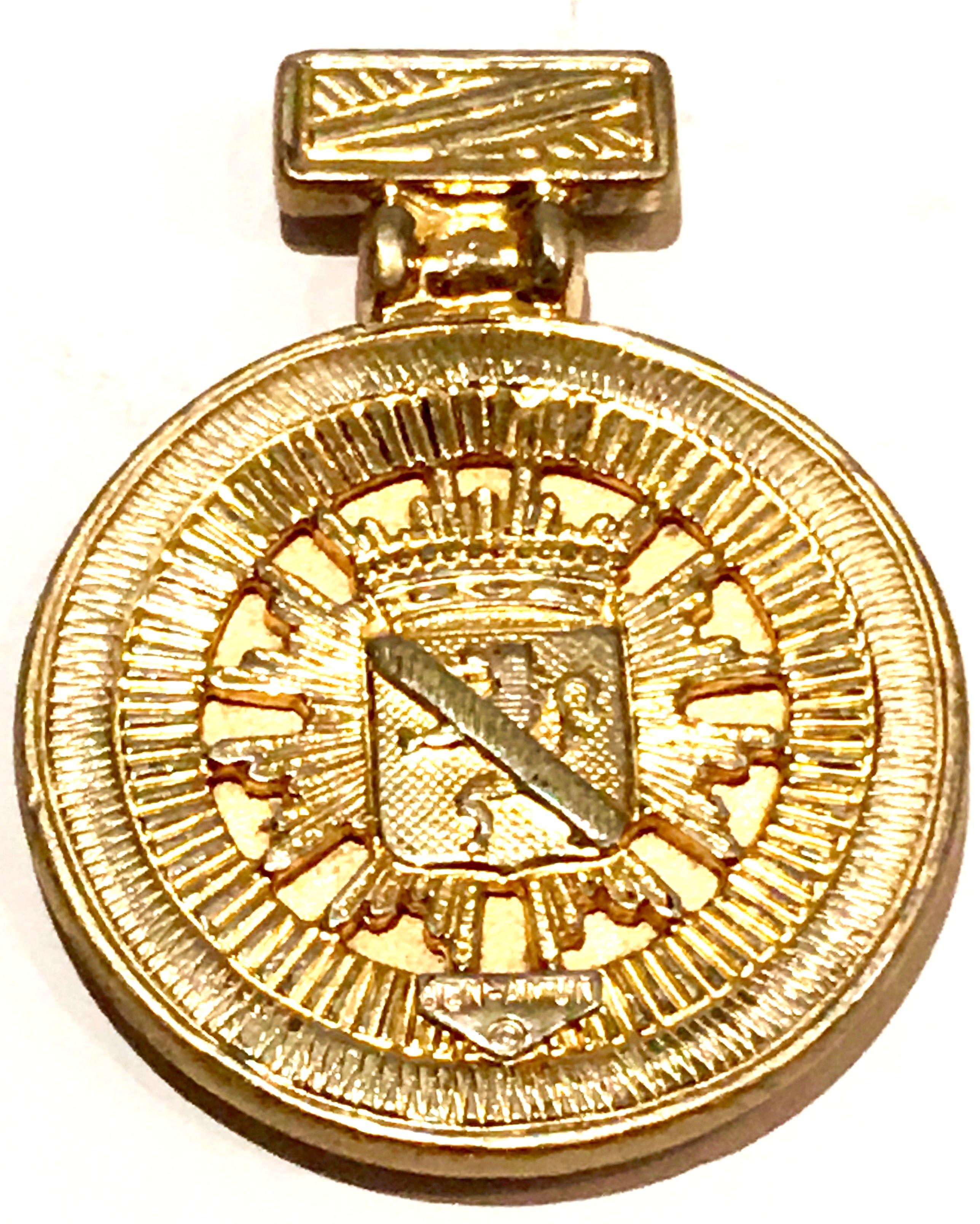 80's Gold Gilt & Swarovski Crystal Roman Coin Necklace Pendant By, Ben Amum In Good Condition In West Palm Beach, FL