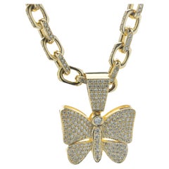 Ben Baller If & Co. 14 Karat Yellow Gold Pave Diamond Butterfly Necklace