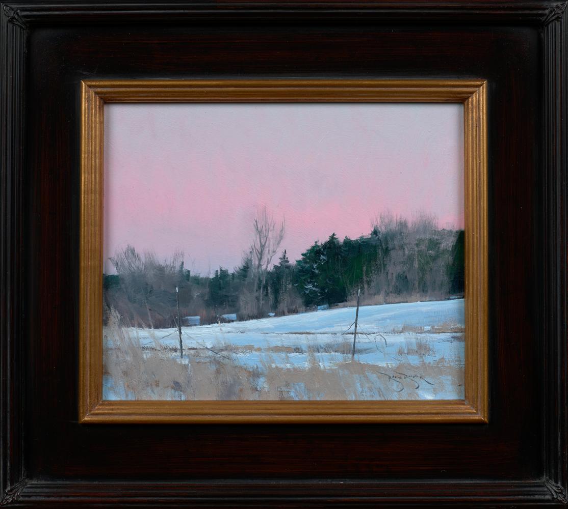 A small American landscape painting by Ben Bauer.  This work is exhibited in Serene Chill: Tonalist Ladscapes by Ben Bauer, 2020
