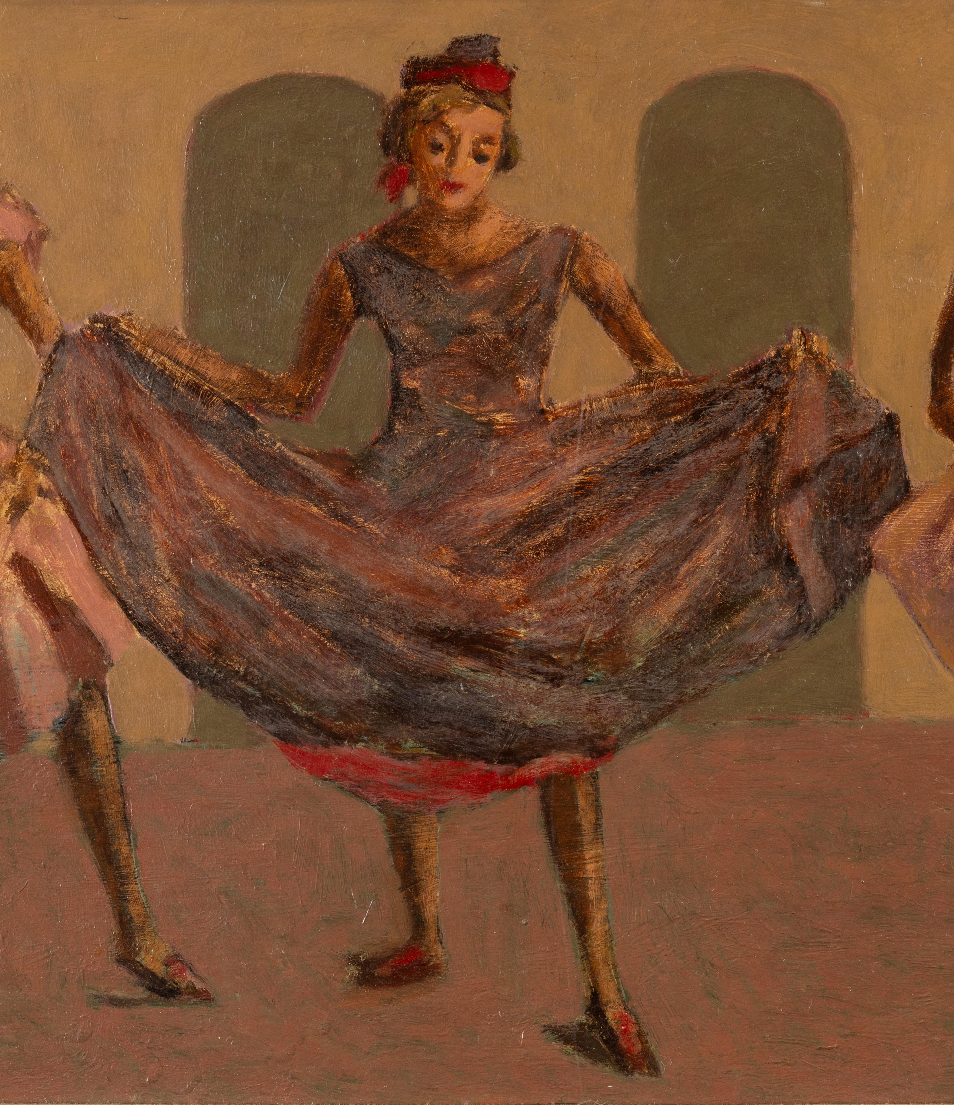 Ben Benn
American, 1884-1983
Dancing Girls

Oil on board
14 ½ by 21 in, w/ frame 21 ½ by 28 in

Studied:

The Art Student League in NYC; National Academy of Design, 1904-1908.

Member:

The American Society of Artists Congress, Woodstock Artist