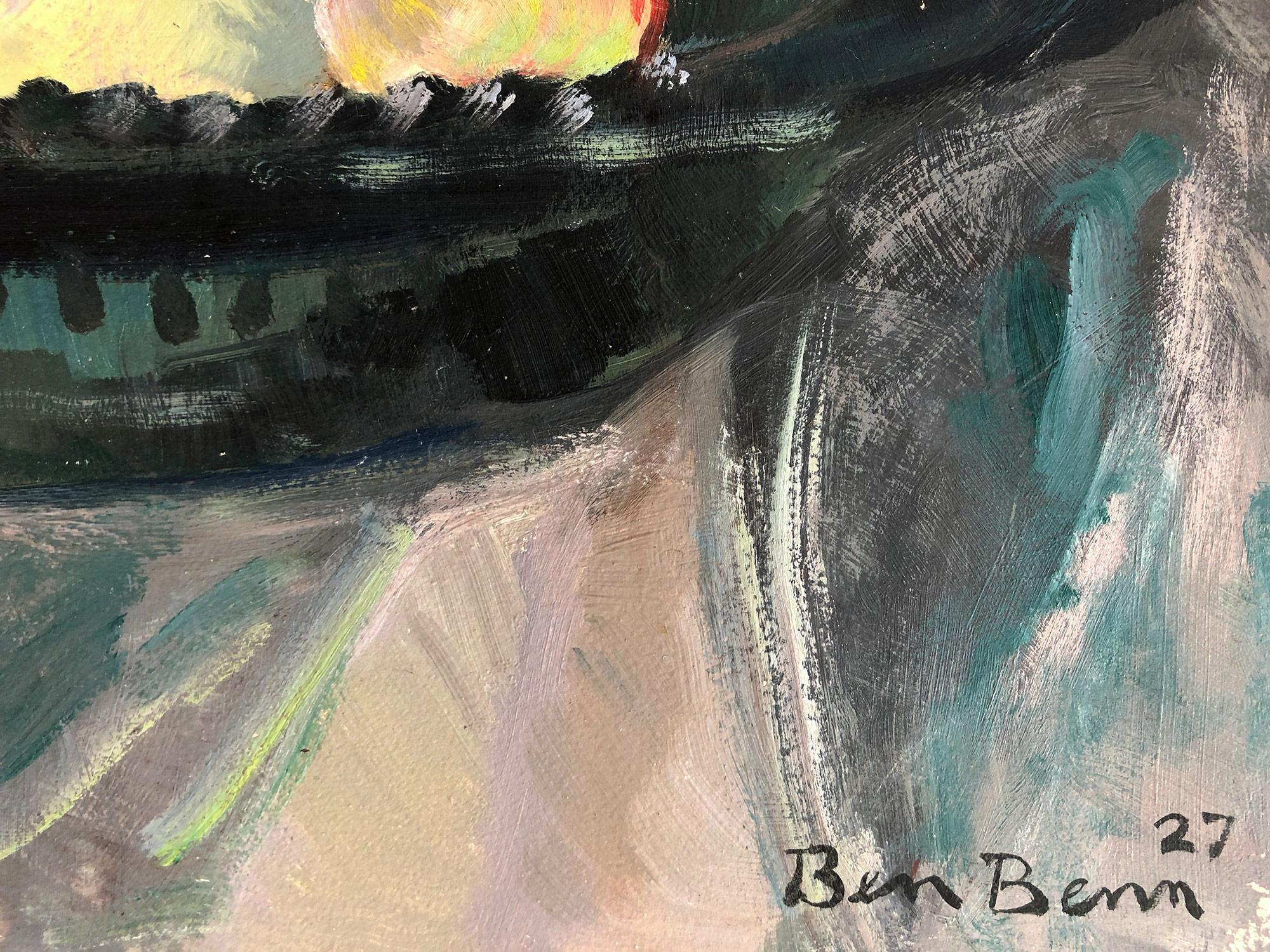 Ein starkes modernistisches Ölgemälde des russisch-amerikanischen Malers Ben Benn aus dem Jahr 1927. Der moderne Stil, der schnelle Pinselstrich und die ausdrucksstarke Verwendung von Farbe, Form und Gestalt haben einen hohen Wiedererkennungswert.