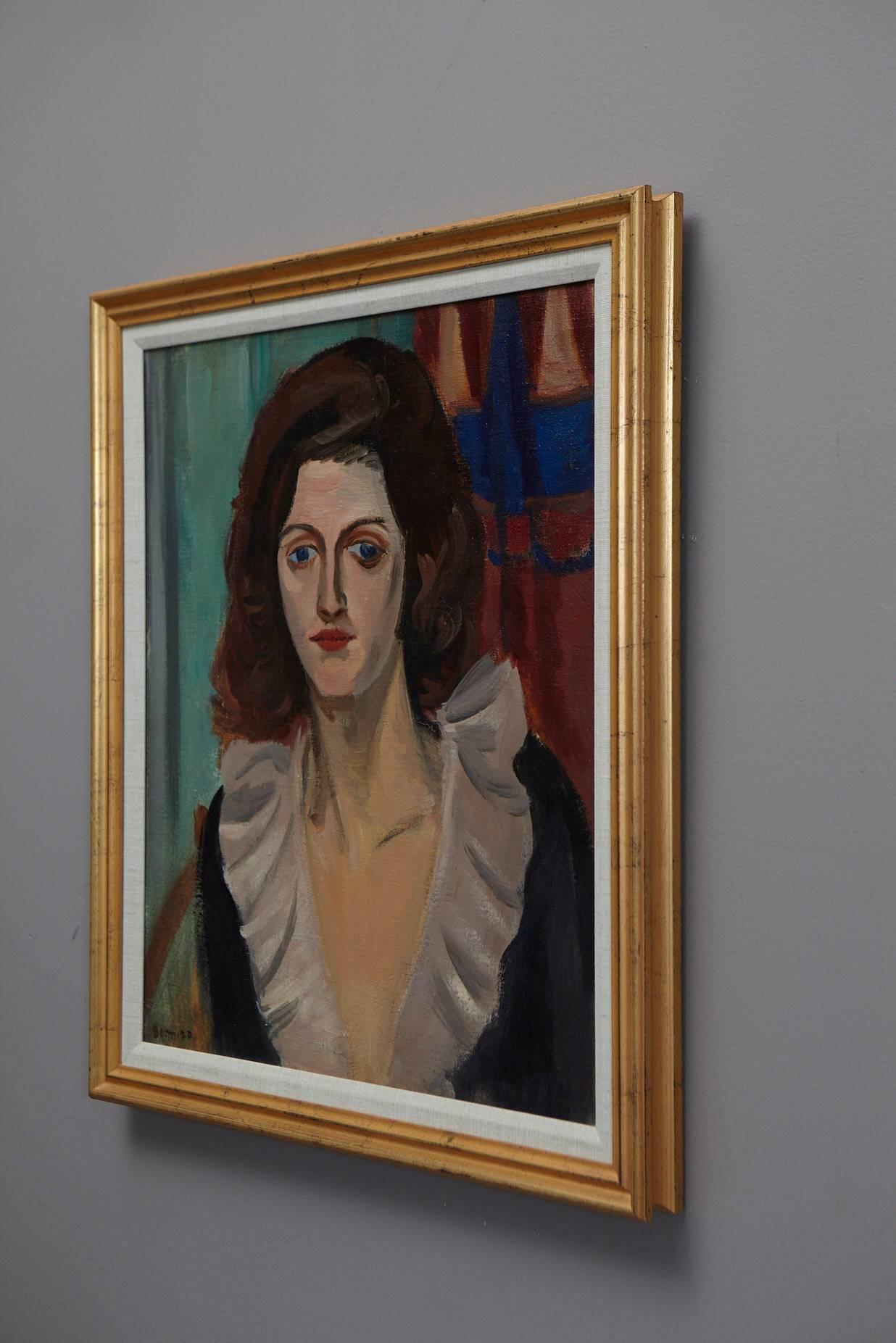 Jeune femme en herbe - Modernisme américain Painting par Ben Benn