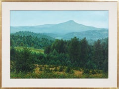 Vintage American Modernist Adirondack Mountain Landscape (Paesaggio di montagna dell'Adirondack), dipinto ad olio con cornice