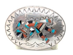 Ben Boyd's fibbia da cintura in turchese madreperla uomo arcobaleno Zuni Sterling Silver